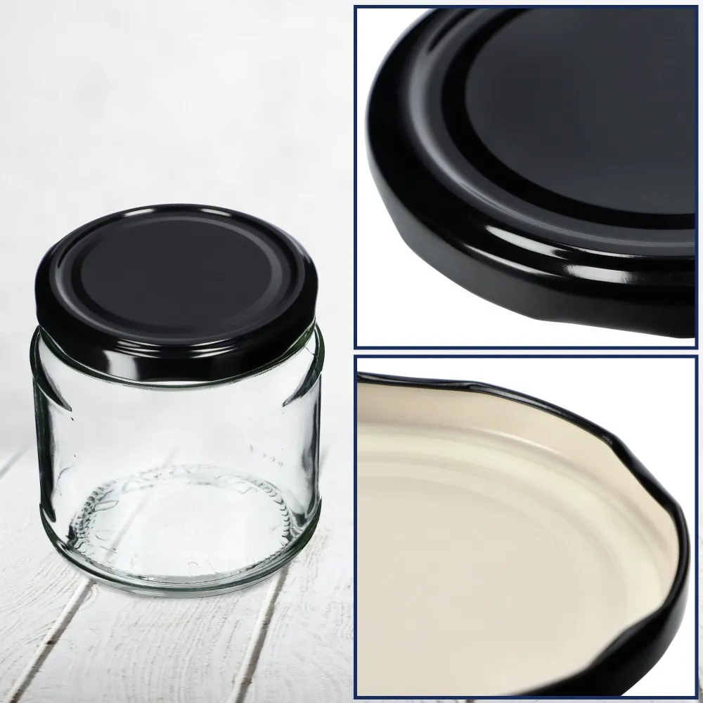 Metaliniai dangteliai „Valsta“ stiklainiams, 10 vnt., 66 mm skersmens, juodi