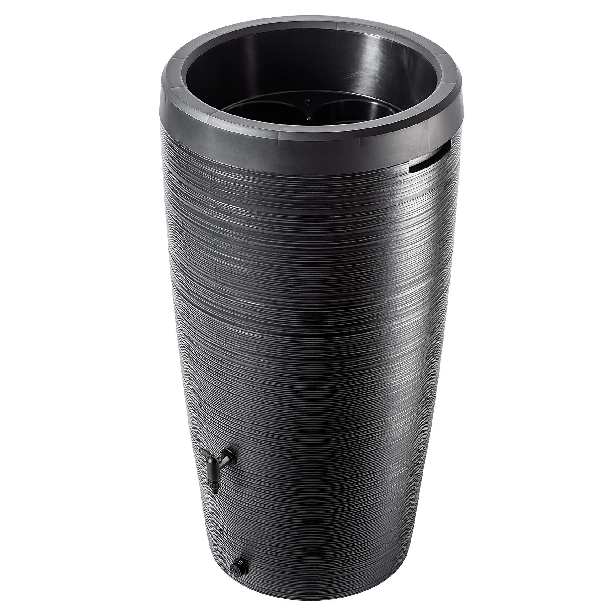 „Reveret“ 240 l lietaus vandens bakas su prijungimo komplektu, lygus, juodas