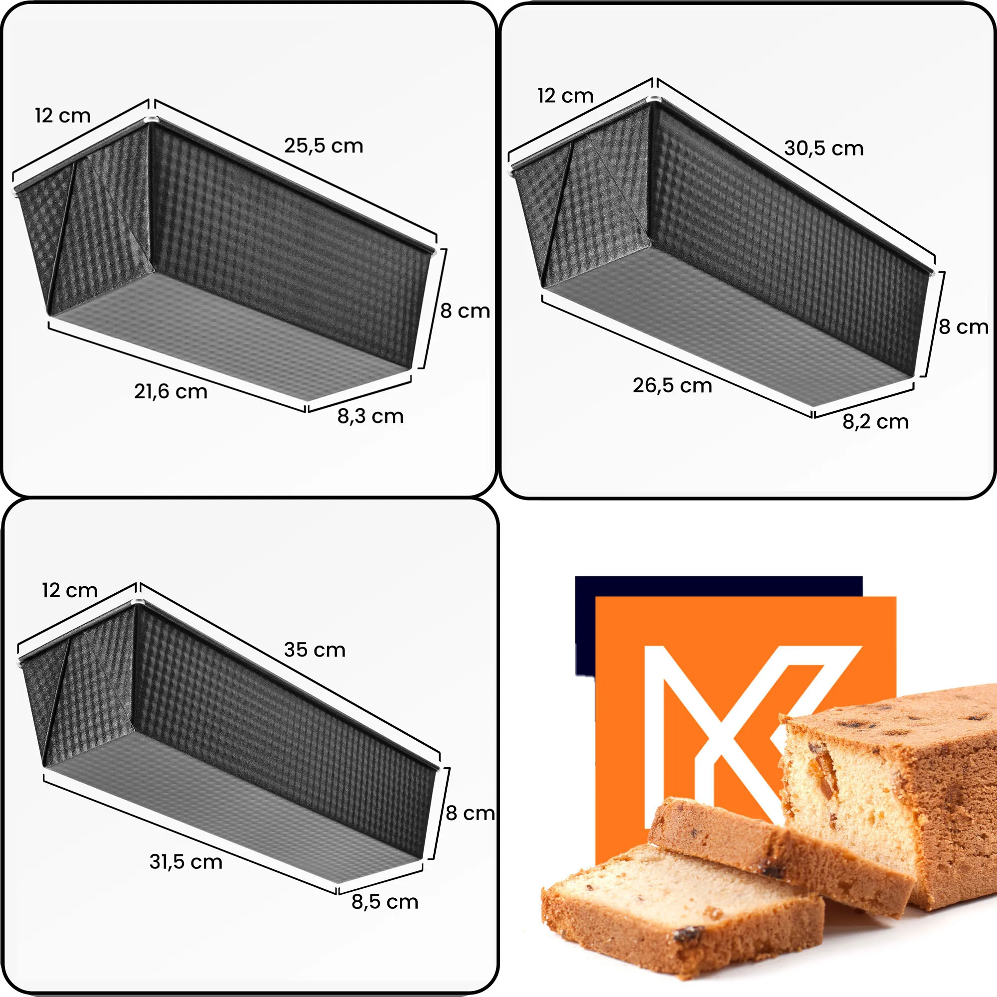 Voko formos kepimui 25 + 30 + 35 cm, juodos