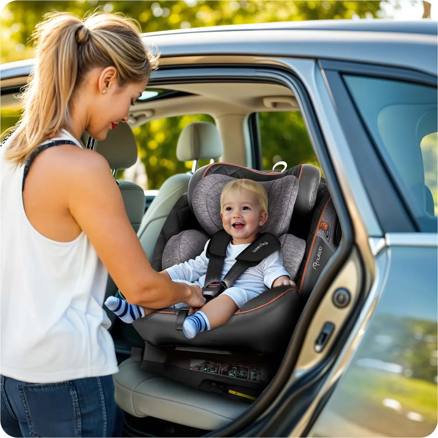 „Nukido Prestige Line“ juodos ir pilkos spalvos automobilinė kėdutė, 0-36 kg, su ISOFIX sistema - nuotrauka 1