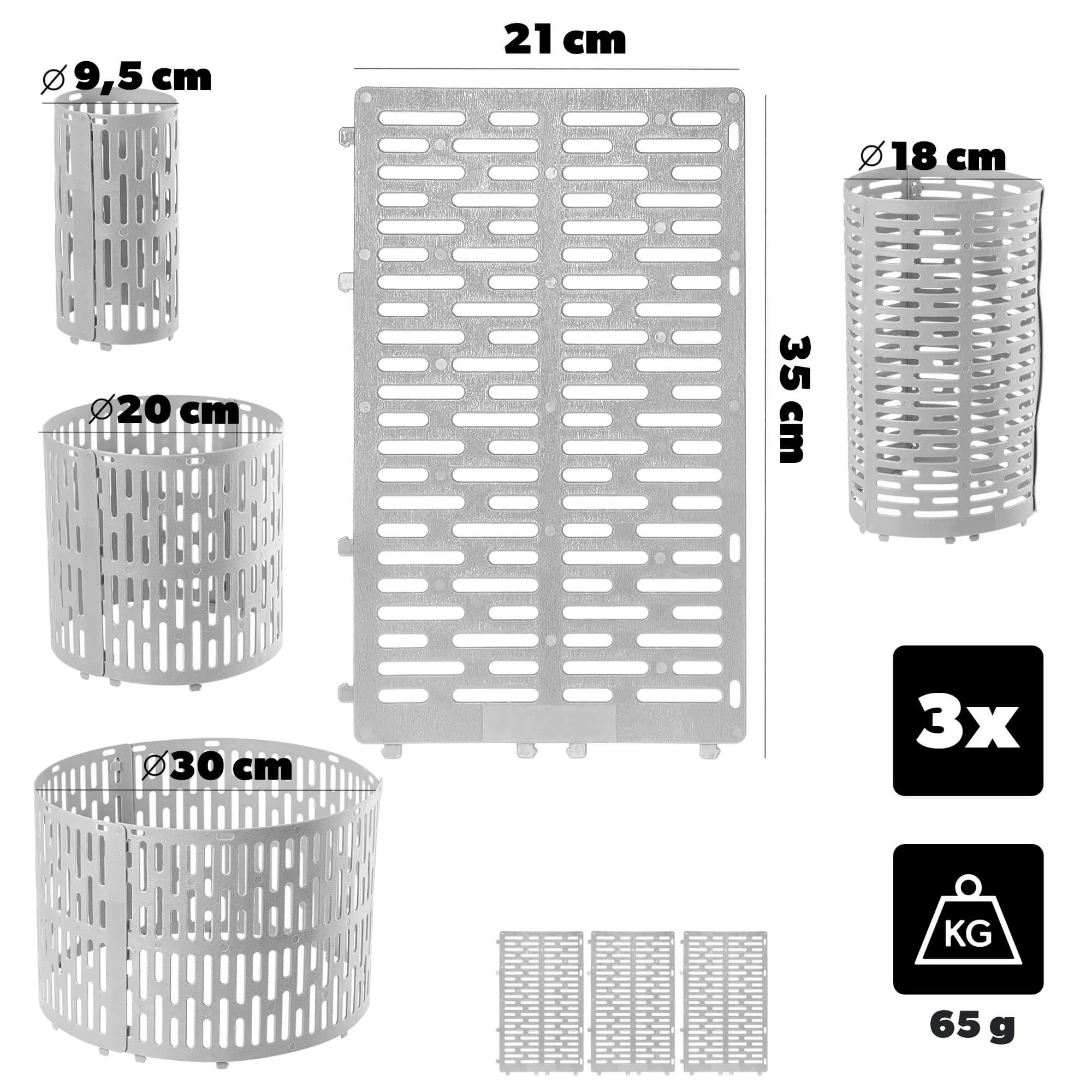 Ydes medžio kamieno uždangalai 20 x 33 cm pilki 3 vnt.