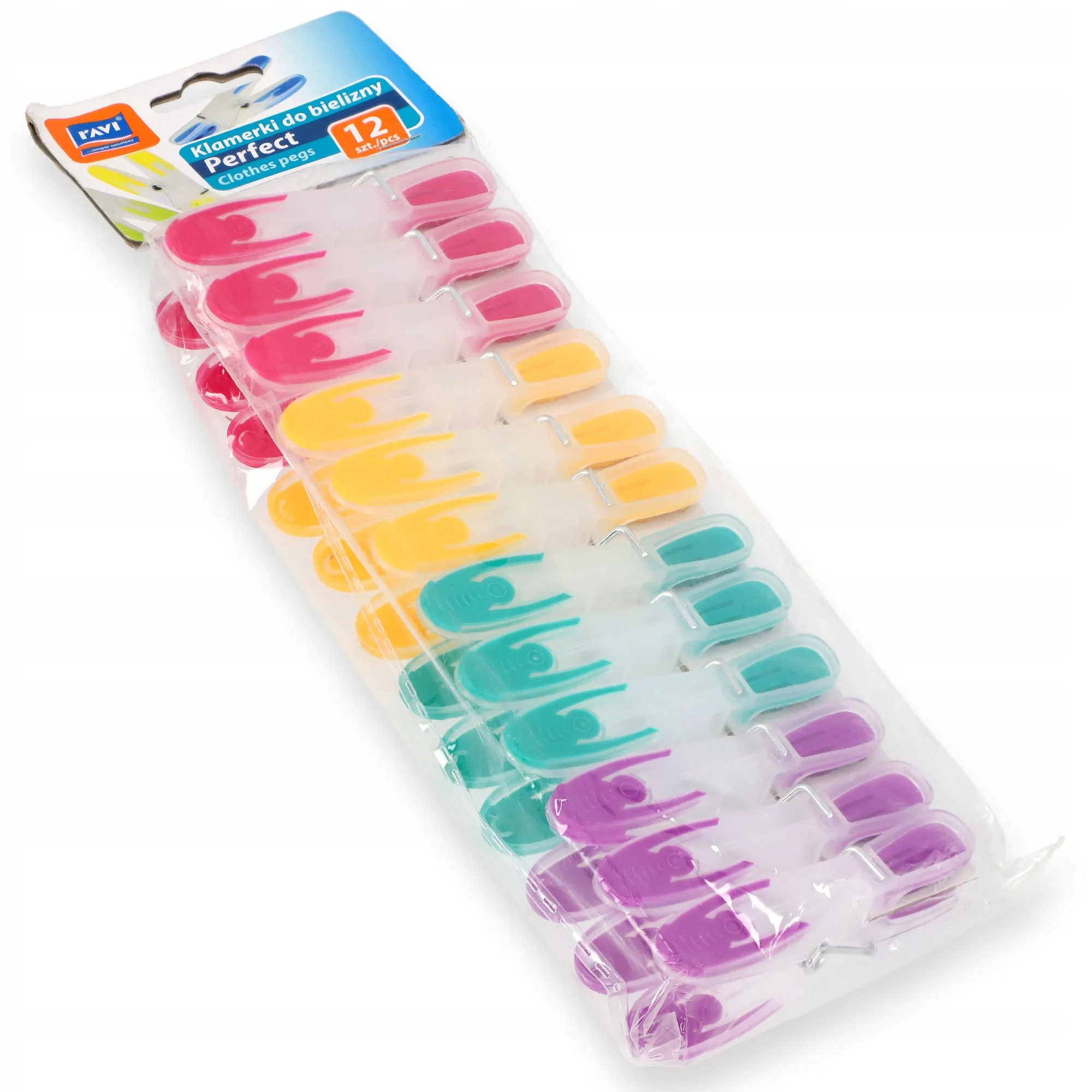 „Ravi Perfect“ plastikiniai skalbinių segtukai, 4 spalvos, 12 vnt.