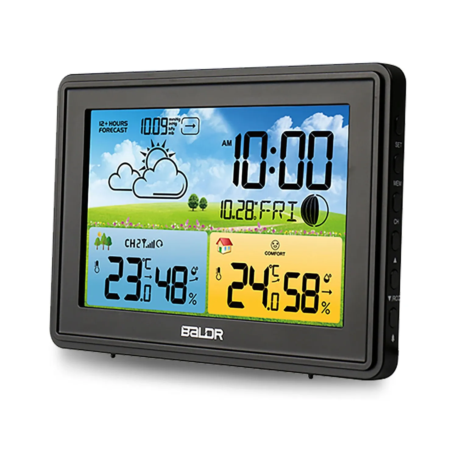 Meteorologinė stotelė su ekranu BD-908, juoda - nuotrauka 1
