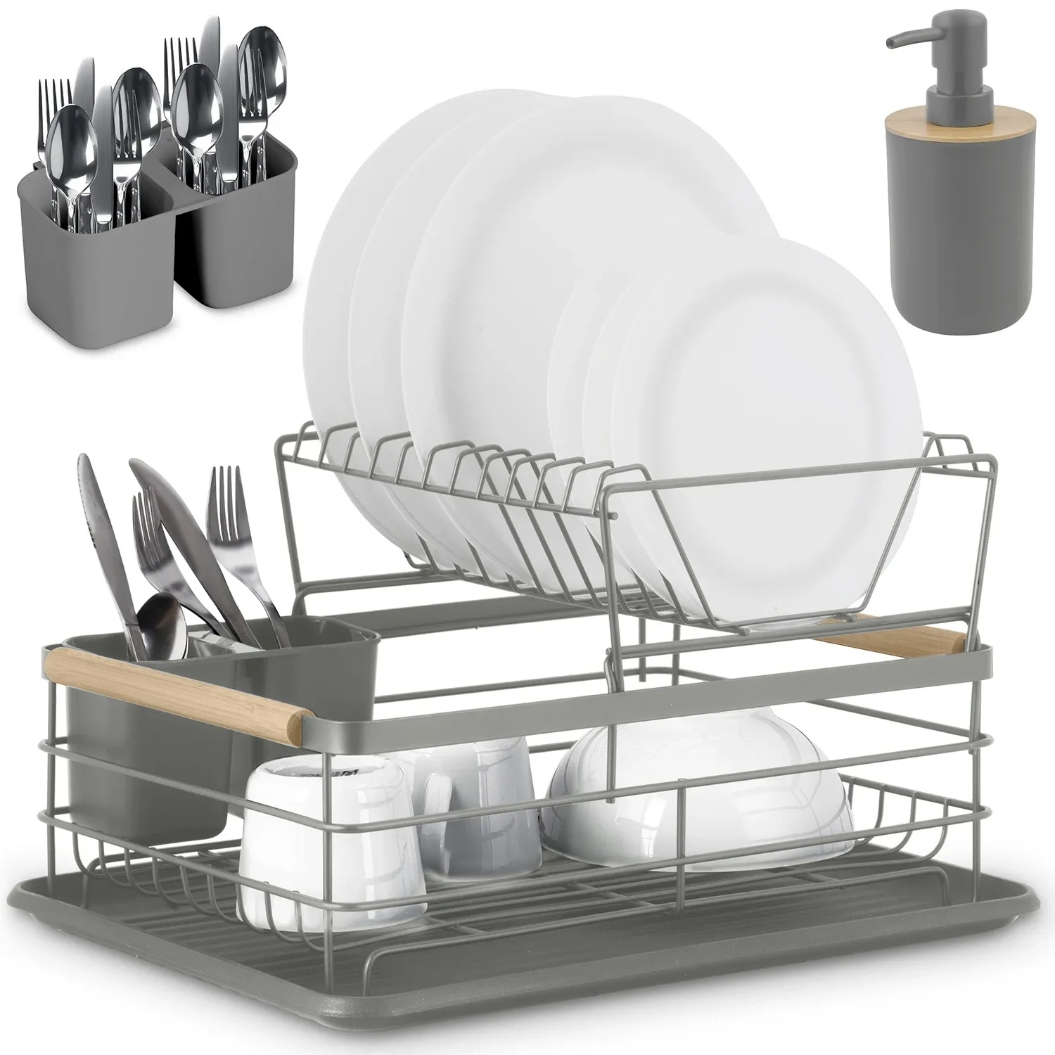 Dviejų lygių indų džiovyklė MS-601 Massido pilka - nuotrauka 1