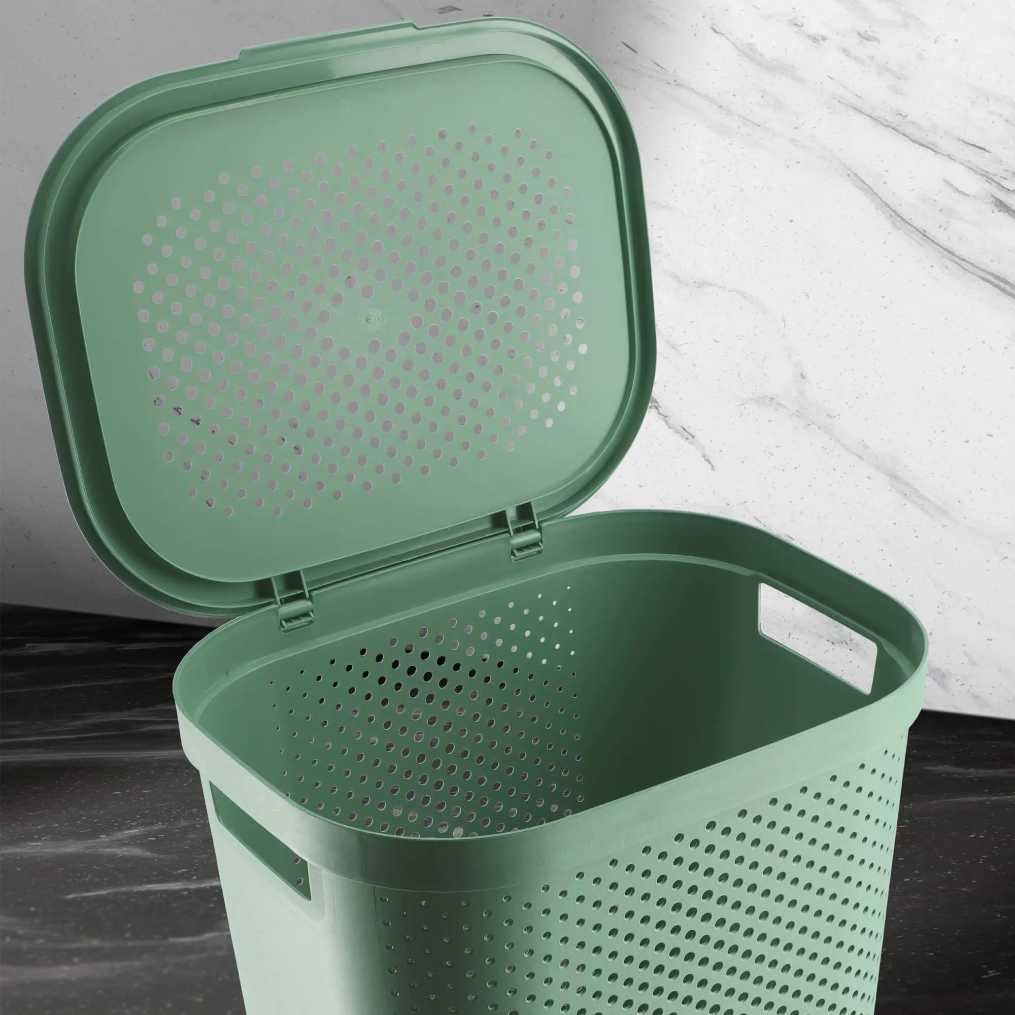 Curver Infinity 60L žalia šiukšliadėžė su dangčiu