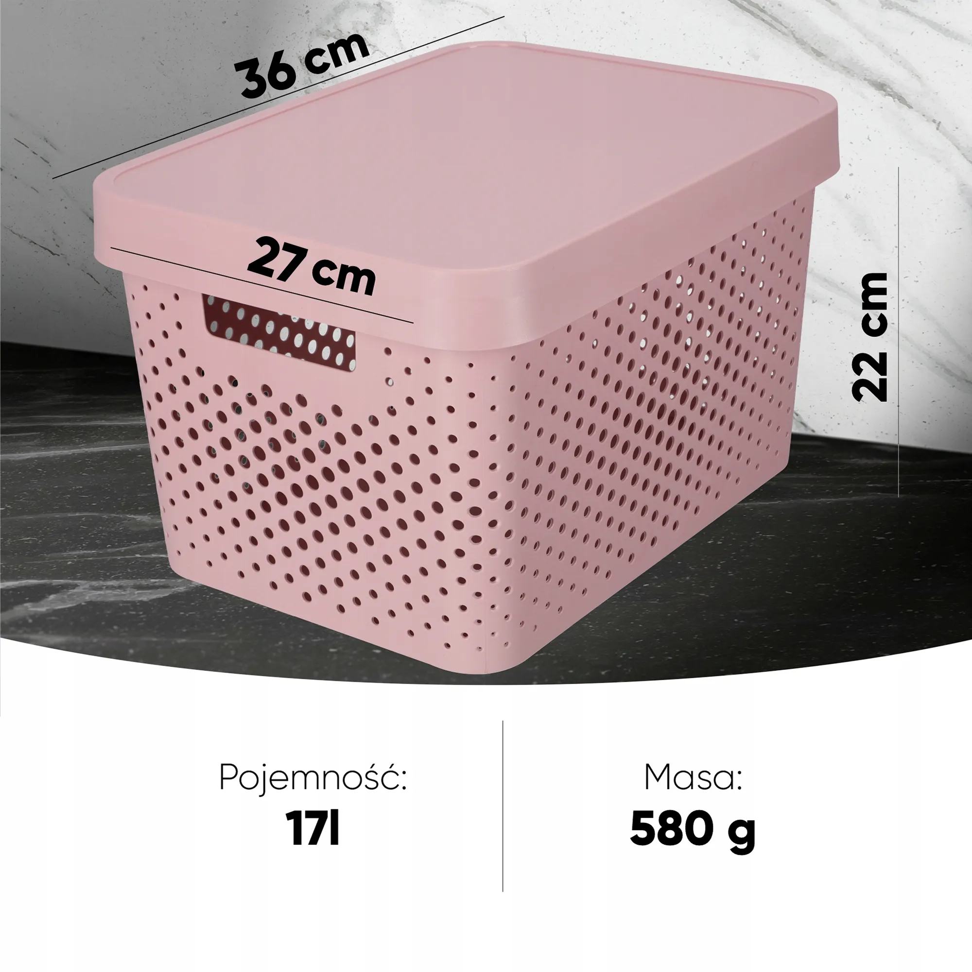 Curver Infinity Eco 17L indas su dangčiu, rožinis