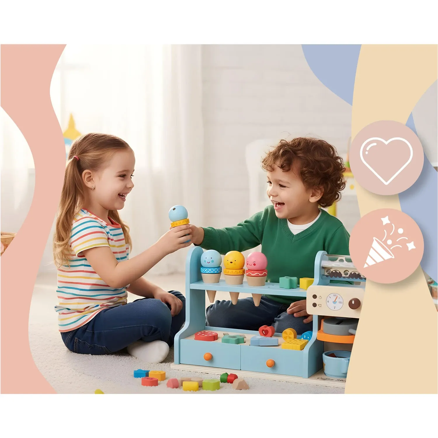 Medinis ledų kavinės žaislas vaikams Nukido NK-880 - nuotrauka 1