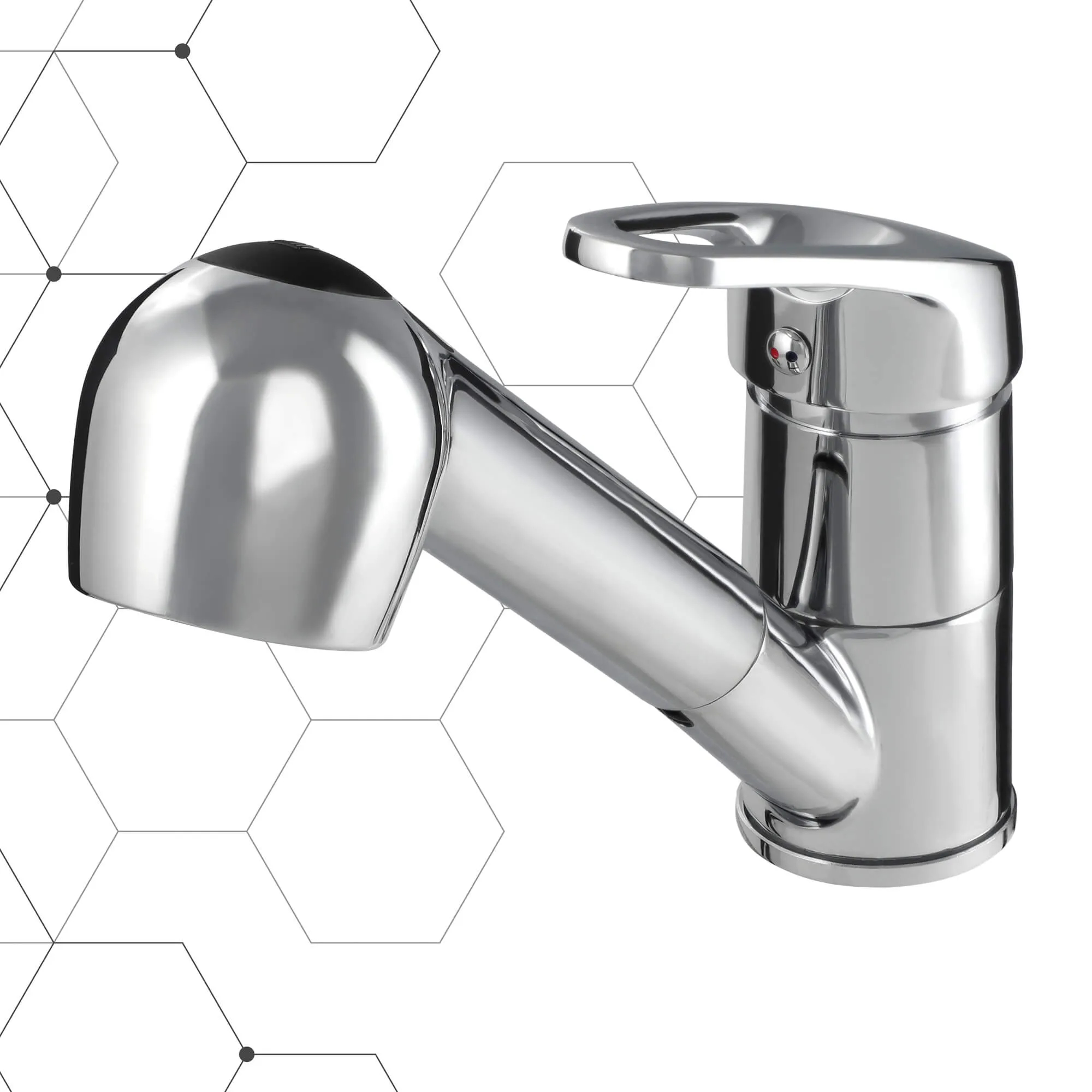 Gospo Atut laisvai pastatomas virtuvės maišytuvas su įvadu, chromuotas