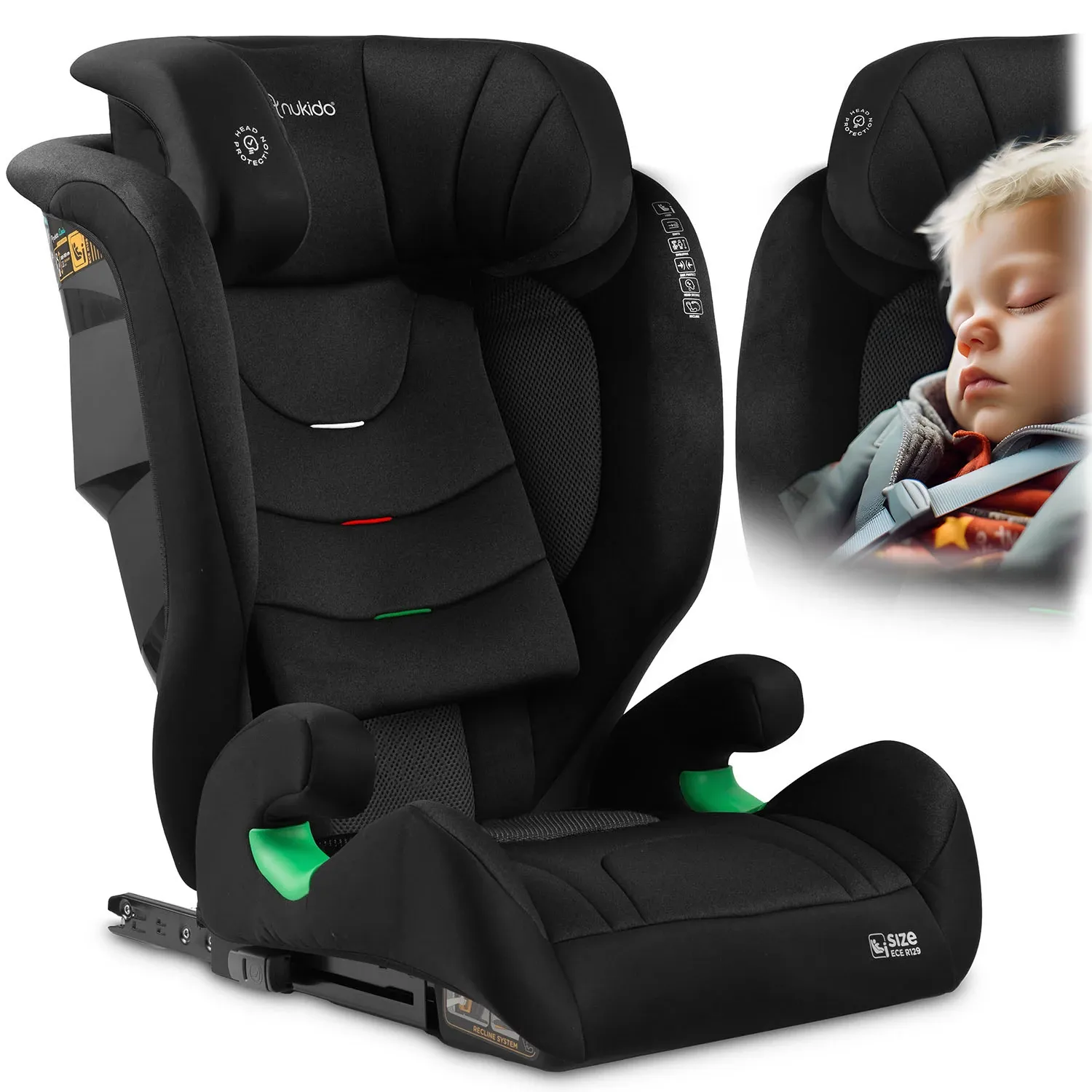 Nukido Louis minkšta juoda automobilinė kėdutė 15-36 kg ISOFIX - nuotrauka 1
