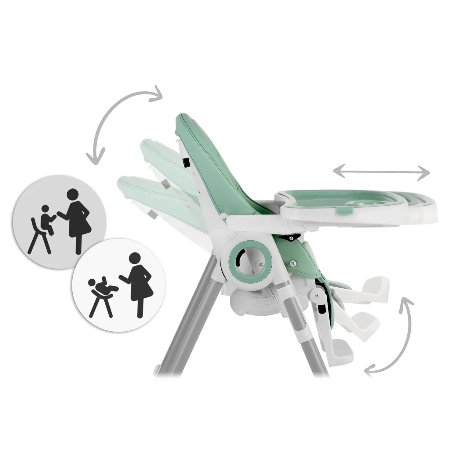 Maitinimo kėdutė su staliuku, „Belo“ šokinėjimo kėdutė, žalia + apsauginis lankelis - nuotrauka 1