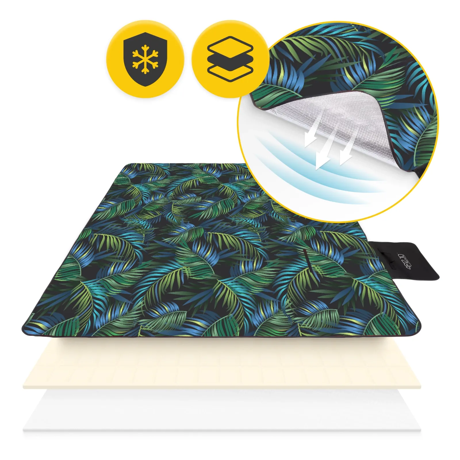 Izoliuota paplūdimio pikniko antklodė 200 x 200 cm palmės formos