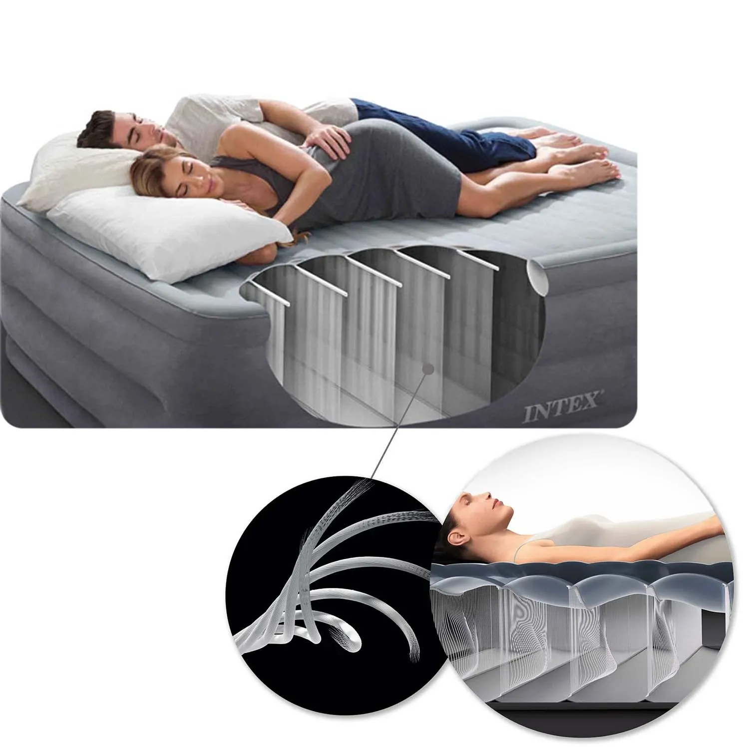 Pripučiamas čiužinys 203x152x33 cm su įmontuotu elektriniu siurbliu INTEX 67770ND - nuotrauka 1