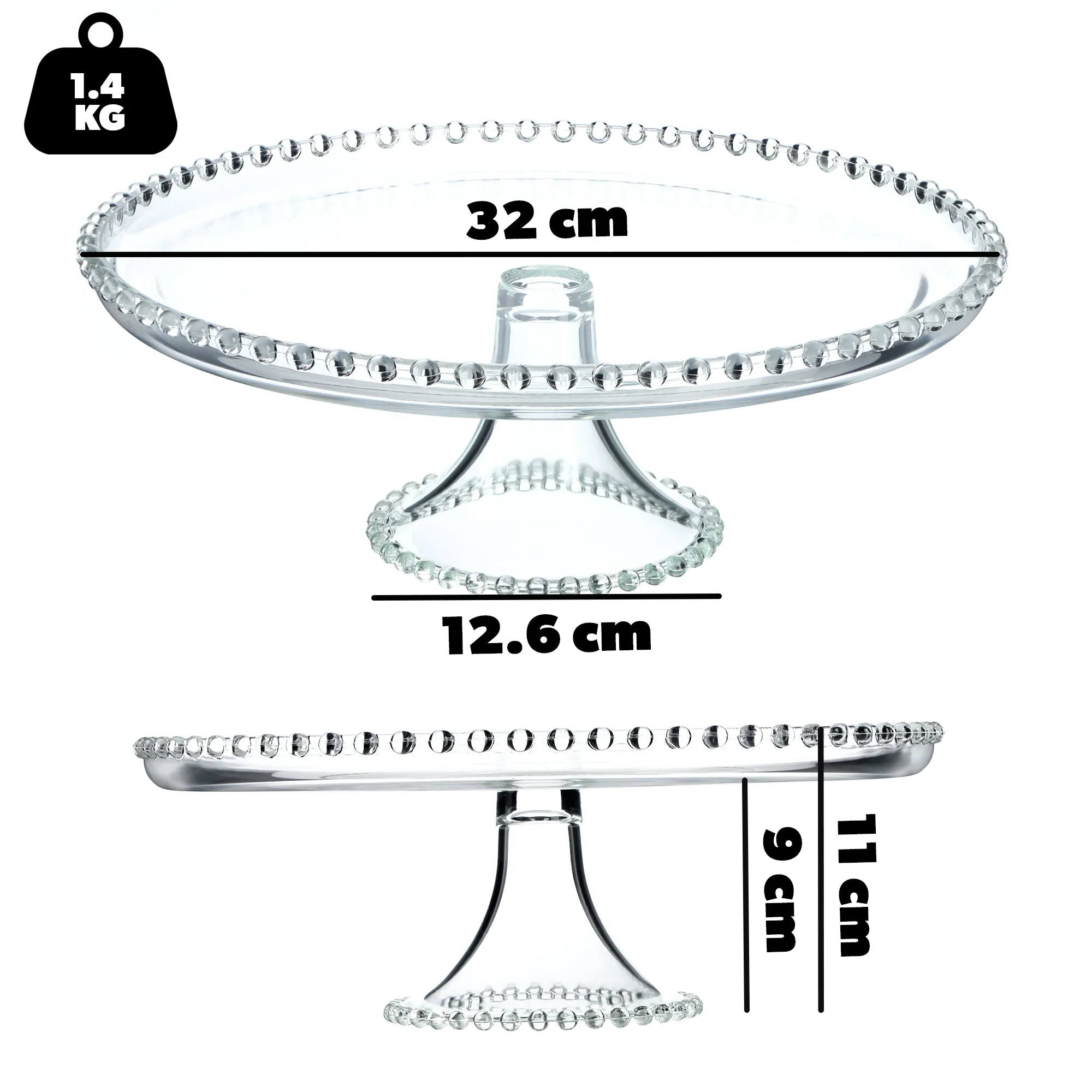 Assa torto stovas su dekoratyviniais rutuliukais 32 cm