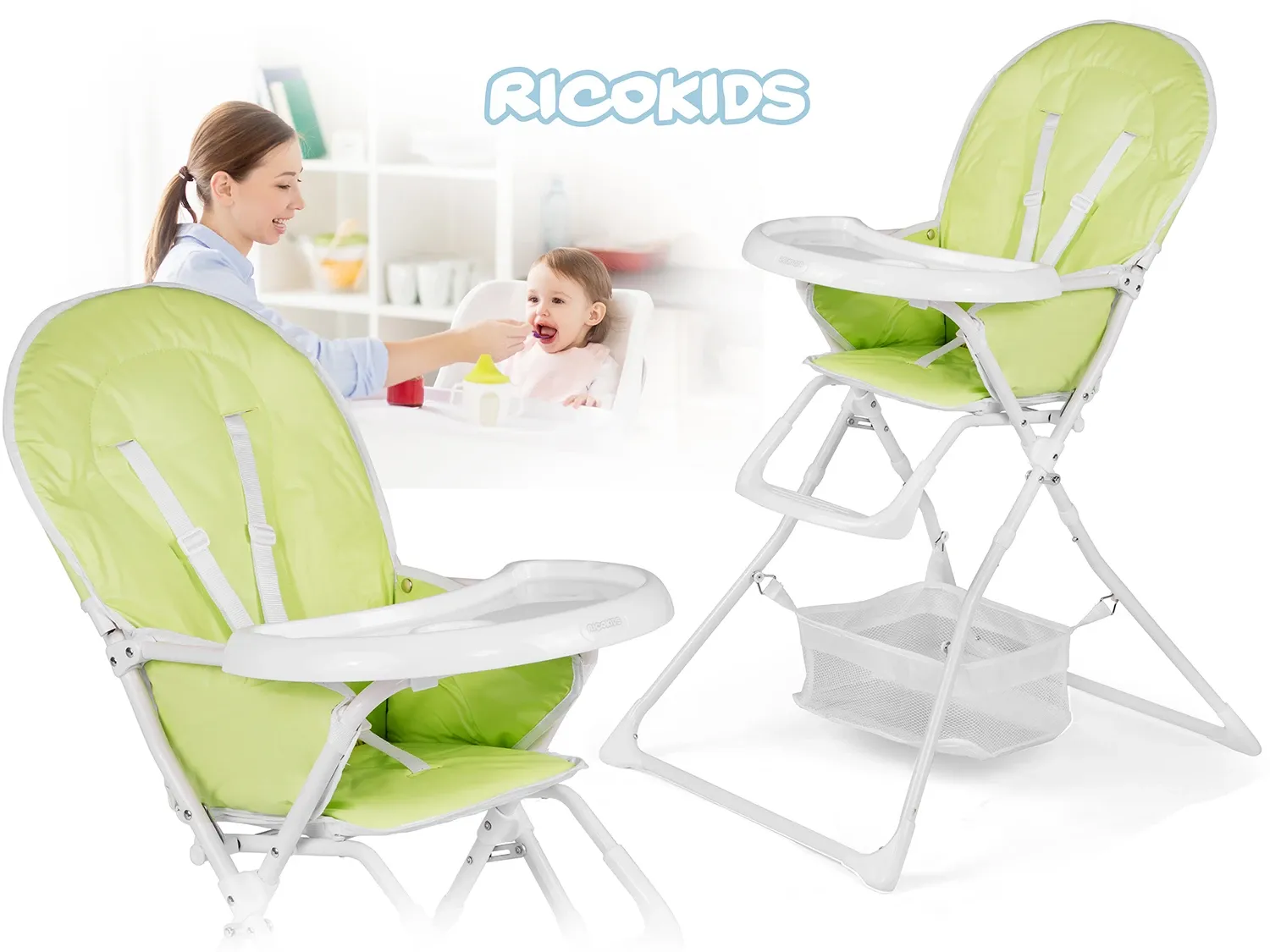 Ricokids FANDO vaikiška kėdutė su stalu, žalia + nemokamas krepšelis - nuotrauka 1