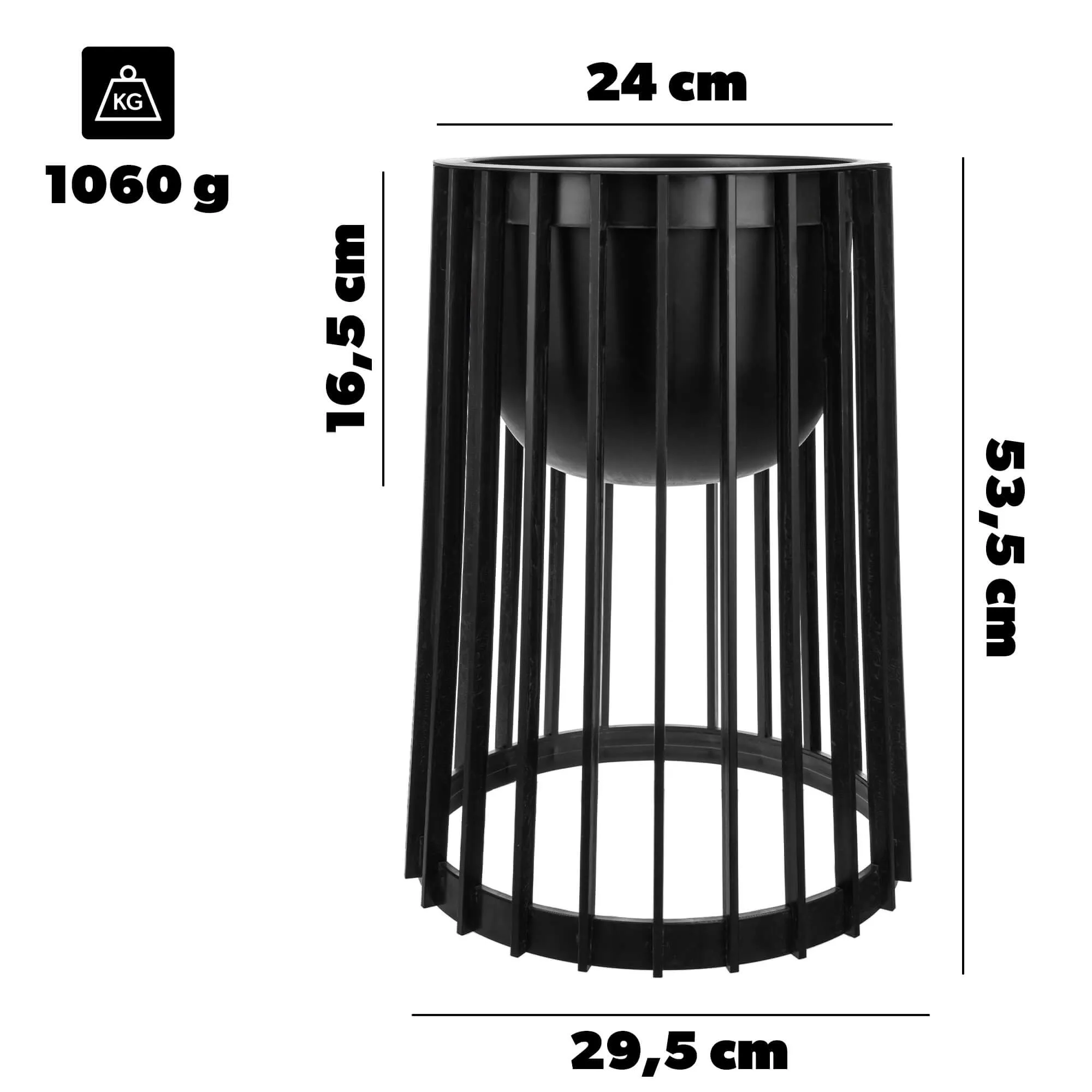 Aytre dvipusis augalų stovas 54 cm juodas + įdėklas