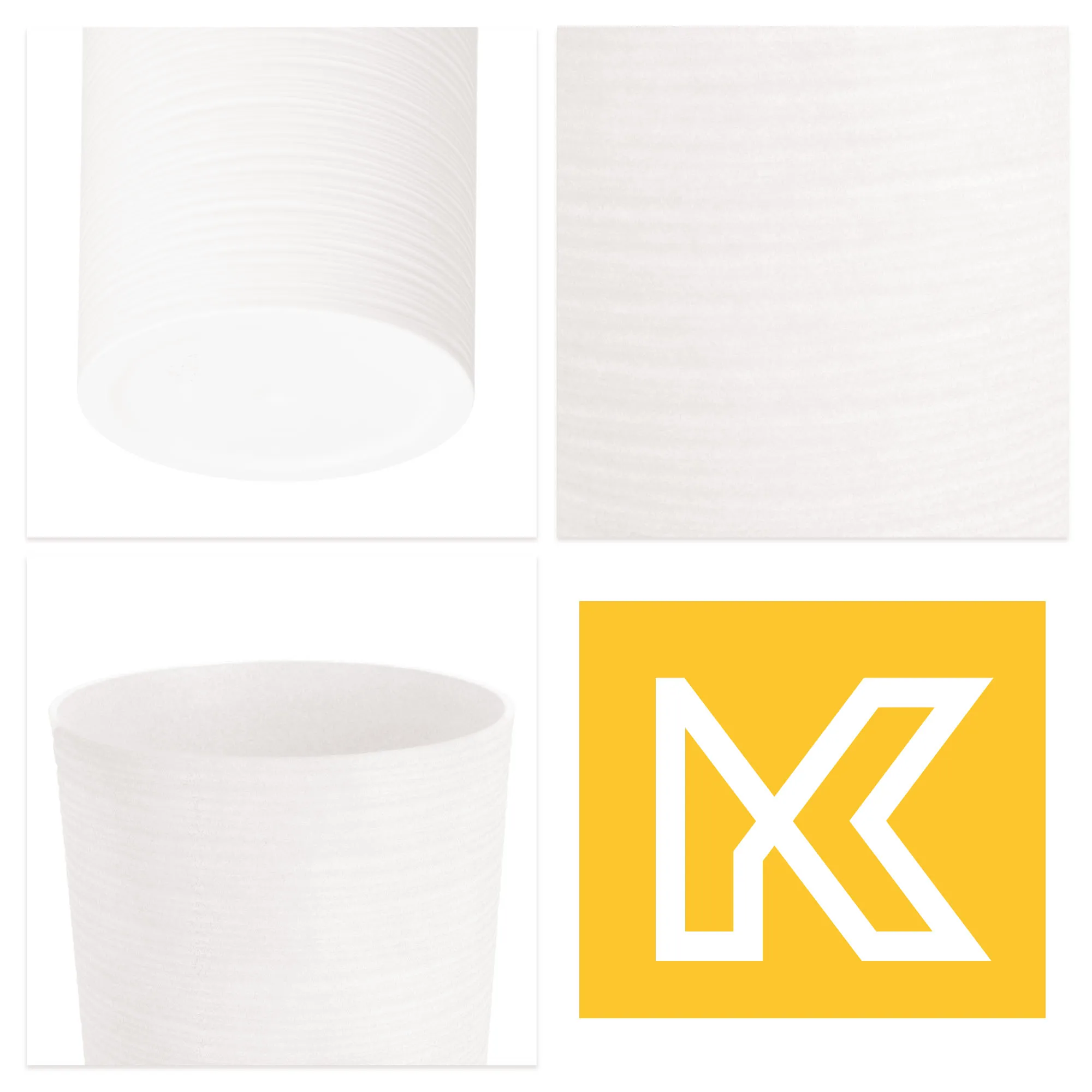 Gėlių vazonai su kaltu 19 cm + 25 cm + 30 cm, balti
