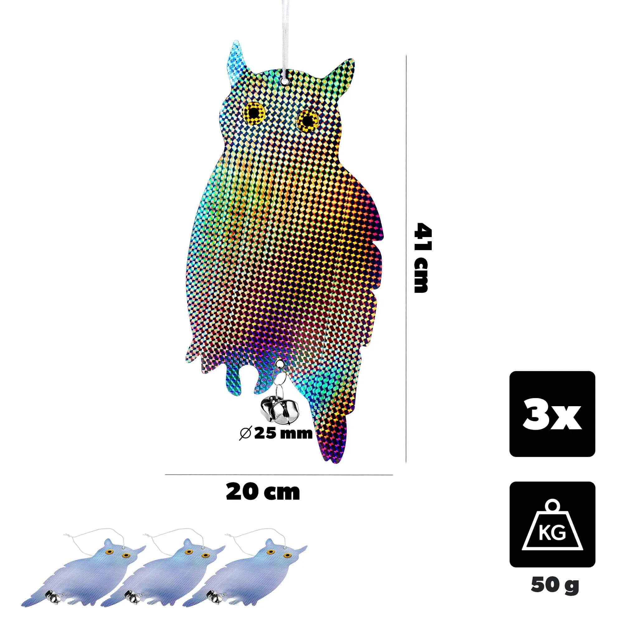 „Meun“ pelėdų paukščių baidyklė 41 x 20 cm 3 vnt.