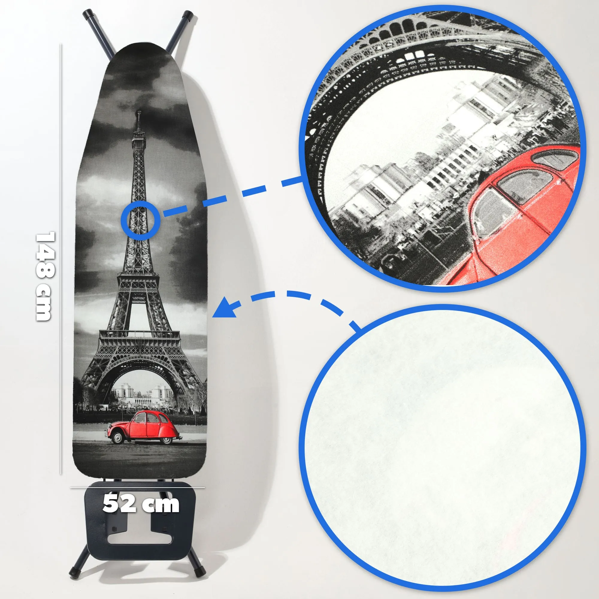 „Saclay“ tamprios lyginimo lentos užvalkalas, 148 x 52 cm, Eifelio bokštas