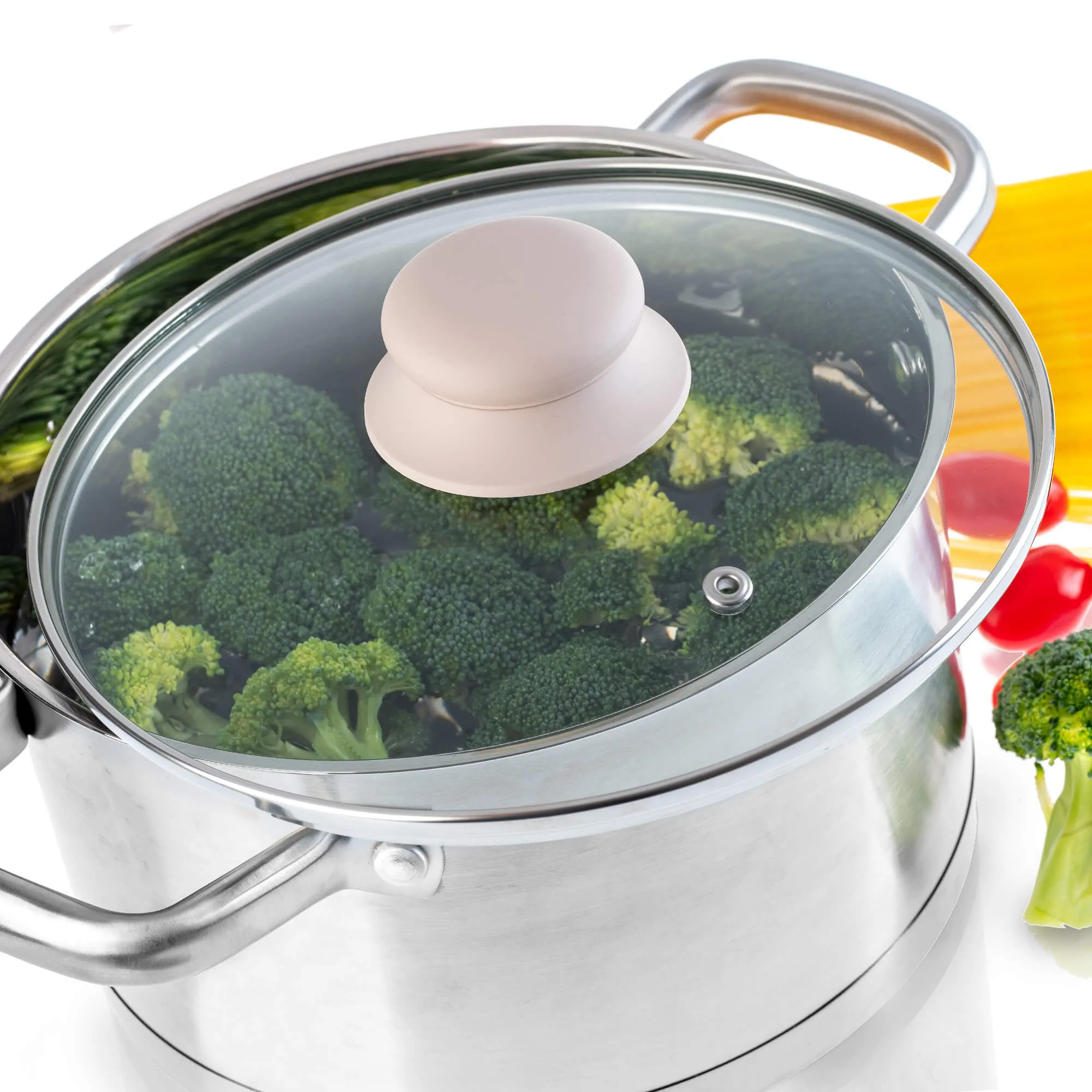 Tolfa orkaitėje kepti skirtas dangtis su silikonine rankena, 14 cm