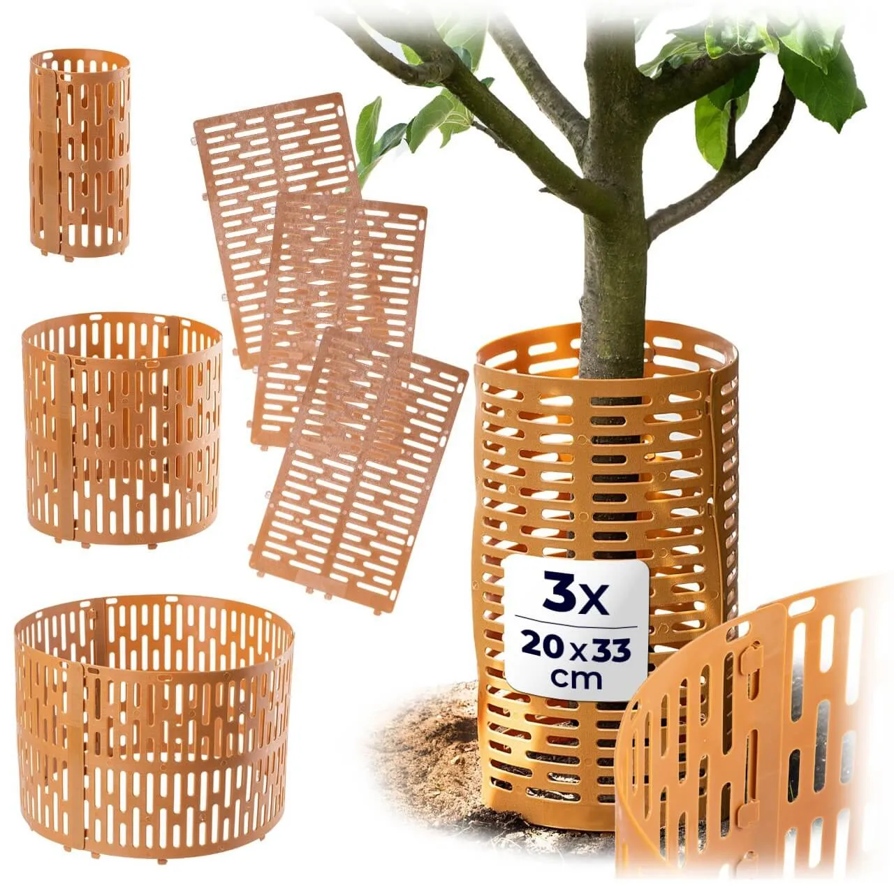 Ydes medžio kamieno uždangalai 20 x 33 cm rudi 3 vnt.