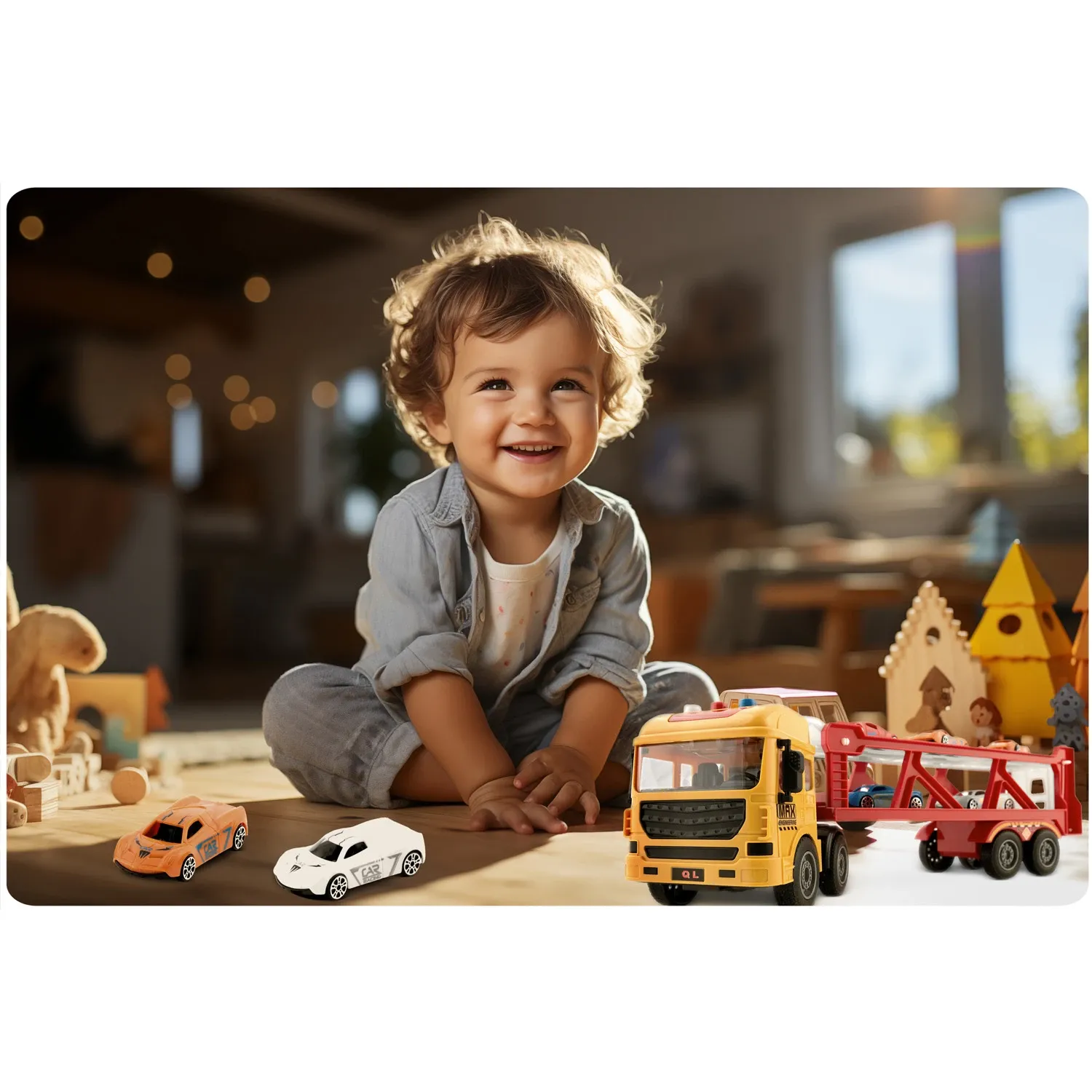 Edukacinis žaislinis sunkvežimis + 5 automobiliai RK-760 Ricokids - nuotrauka 1