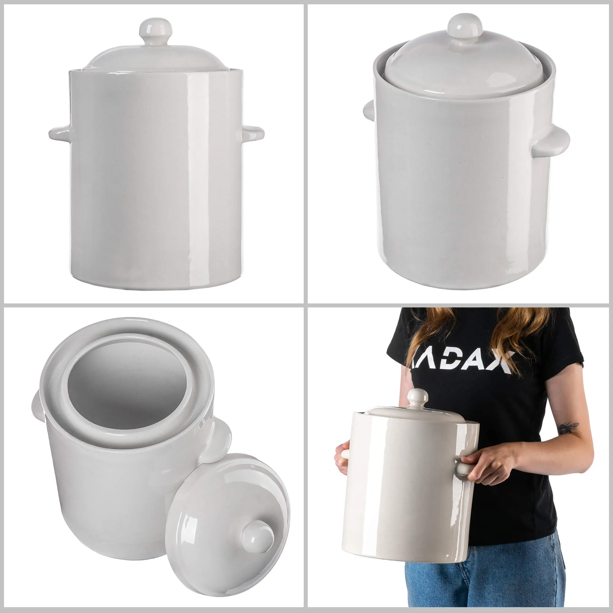 Athena 5 l sandarus keraminis puodas su kreminiu dangčiu