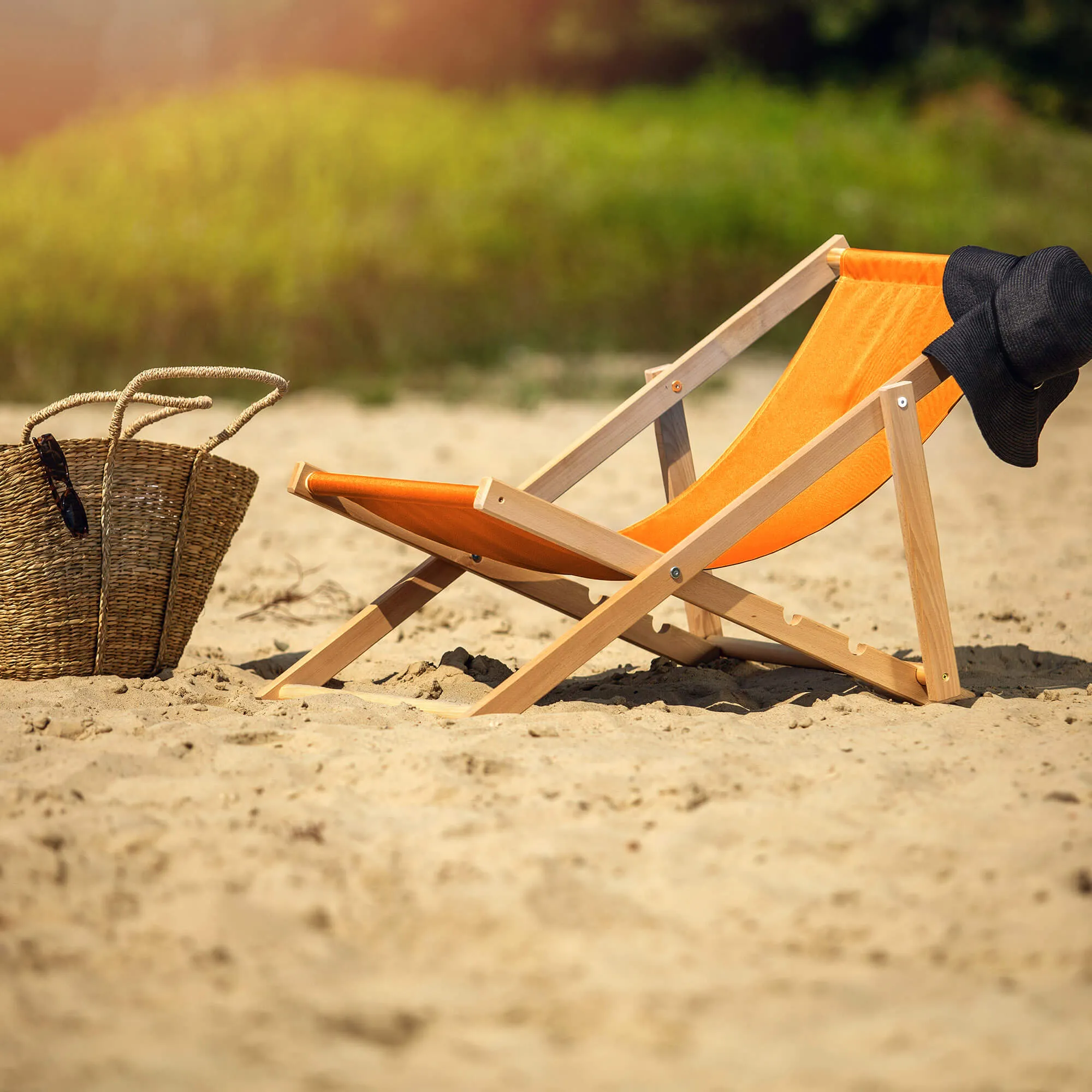 Tulon medinis šezlongas 80 x 63 cm oranžinis