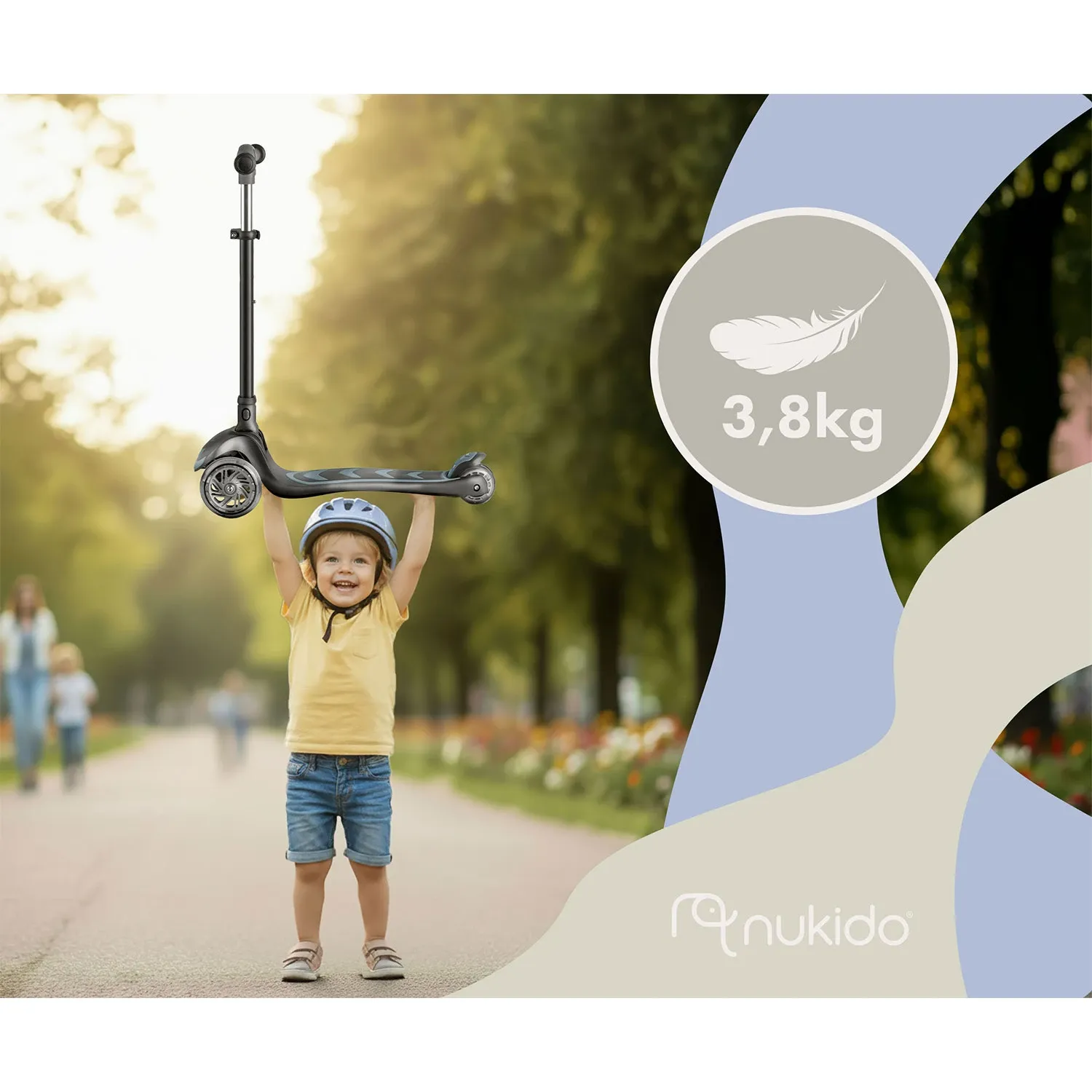Triratis paspirtukas vaikams „Nukido Flippo“ su balansine sėdyne – juodas - nuotrauka 1