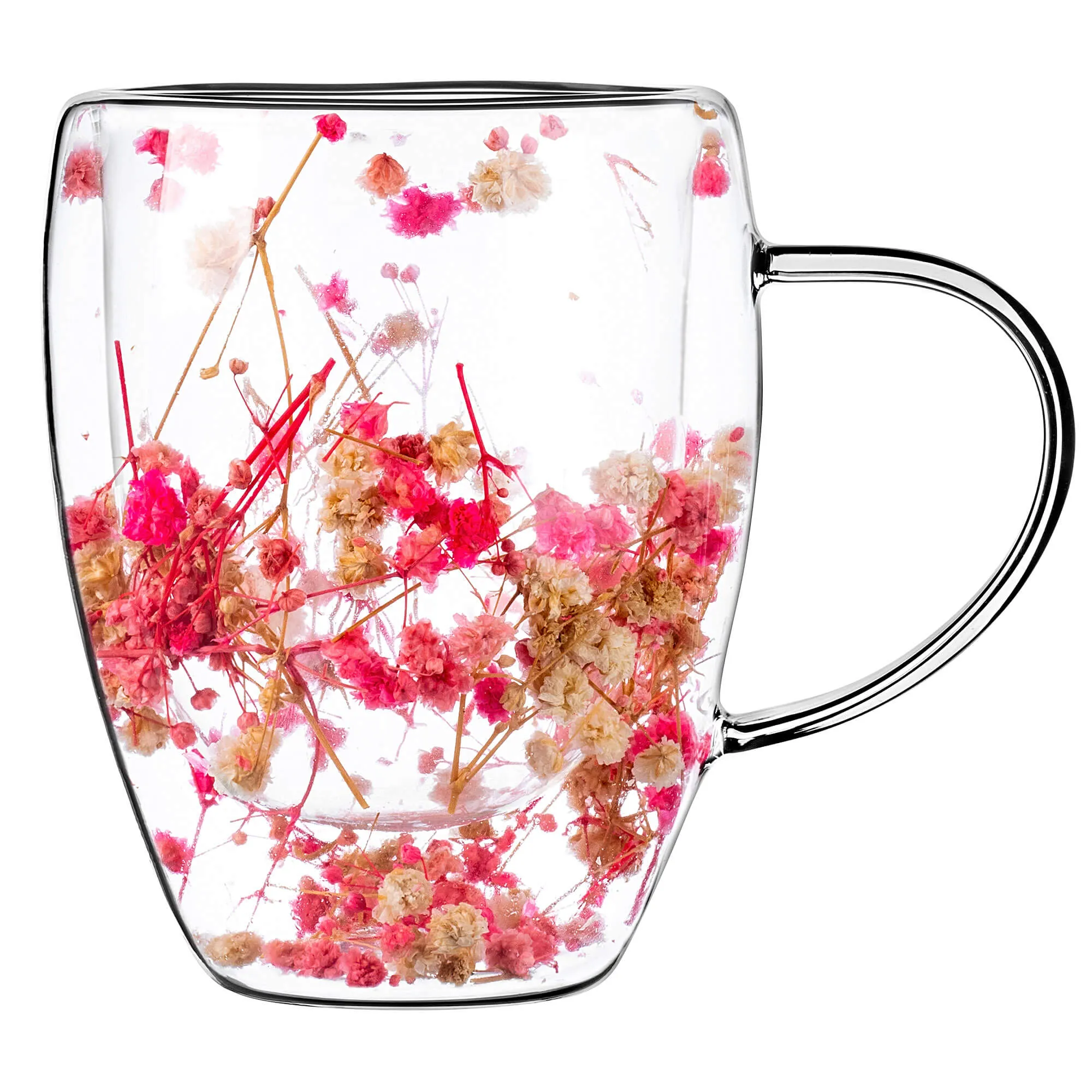 Terminis puodelis su gėlių motyvu „Riga“, 350 ml, rožinis, 4 vnt.