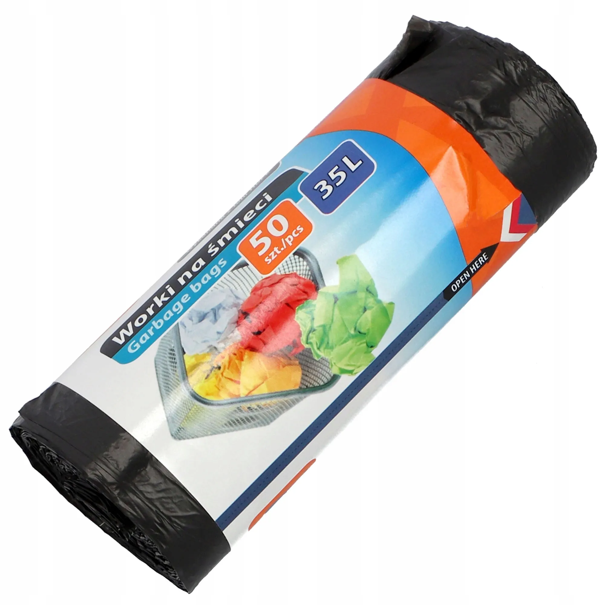 Ravi HDPE šiukšlių maišai, juodi, 35 l, 50 vnt.