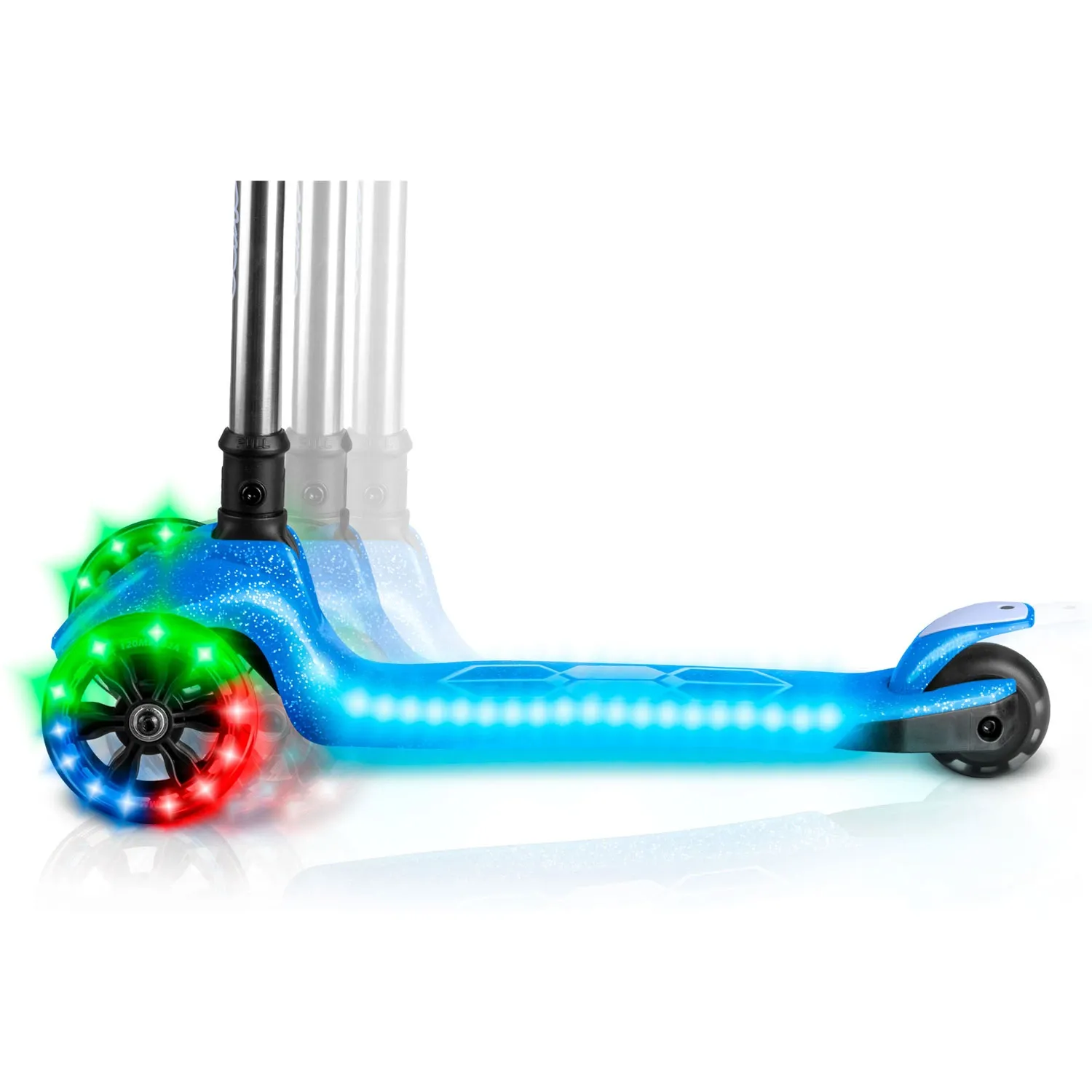 „Ricokids Jelly“ triratis balansinis paspirtukas vaikams, šviečiantis tamsoje – mėlynas - nuotrauka 1