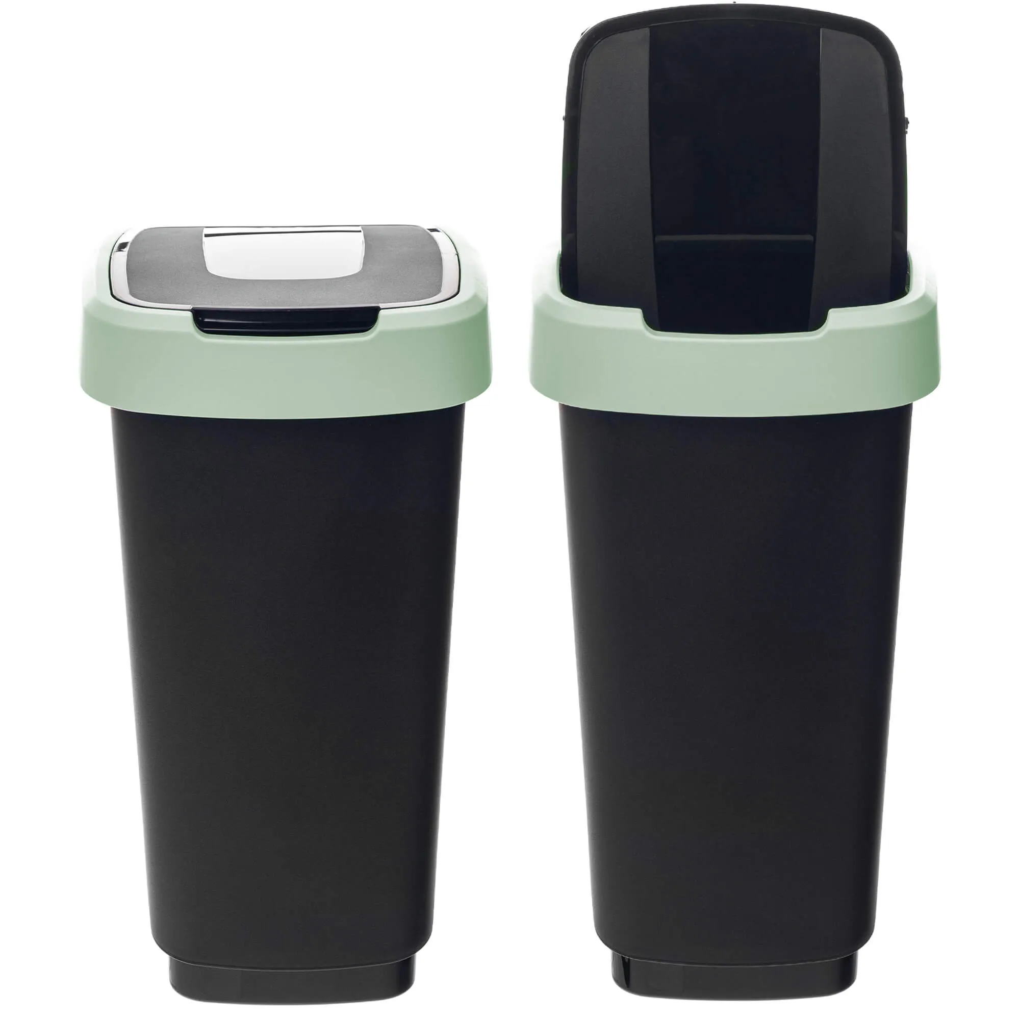 Morin 25 l šiukšliadėžė su besisukančiu dangčiu, juodos ir žalios spalvos