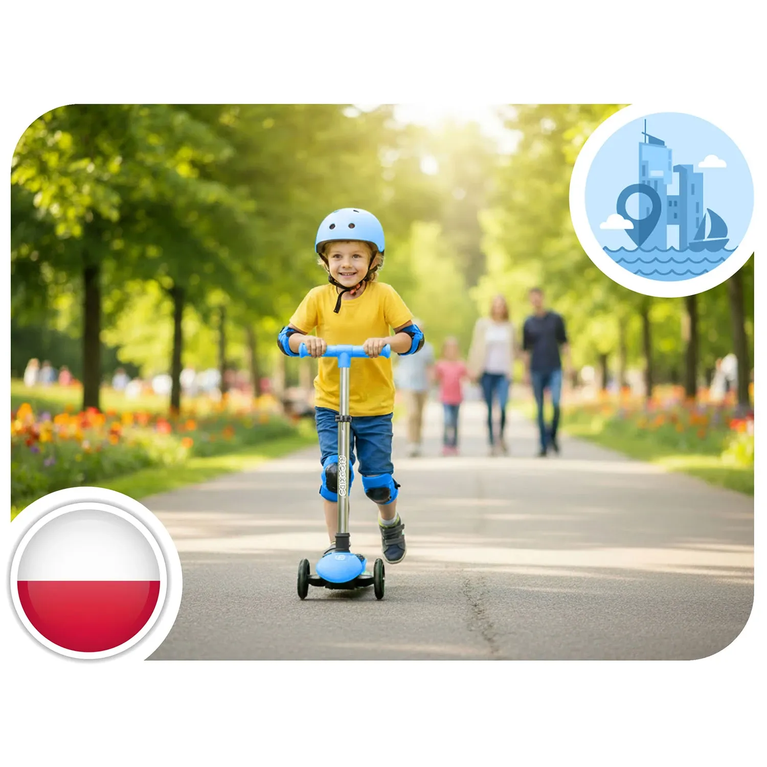 „Ricokids Jelly“ triratis balansinis paspirtukas vaikams, šviečiantis tamsoje – mėlynas - nuotrauka 1