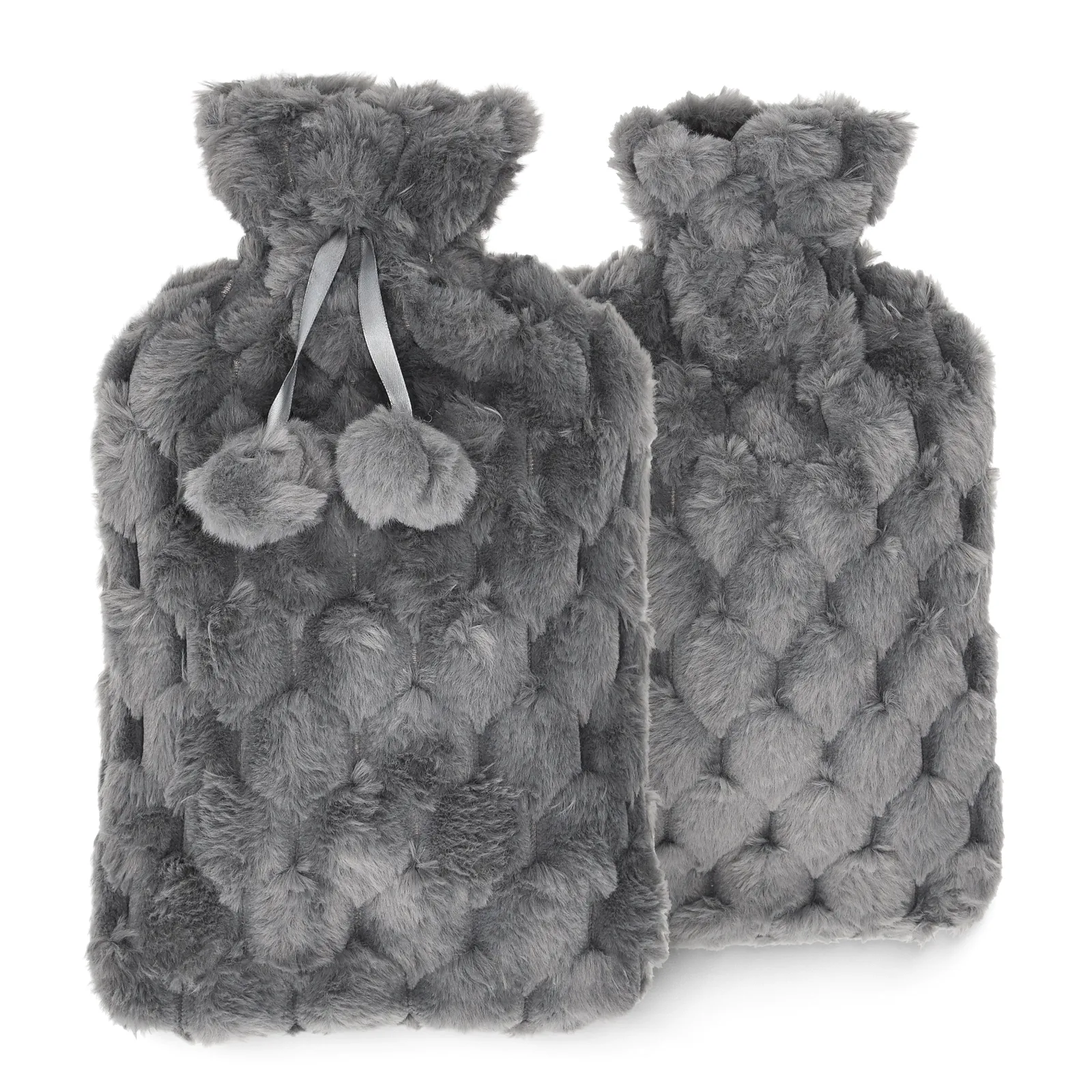 Guminis karšto vandens butelis pliušiniame dangtelyje