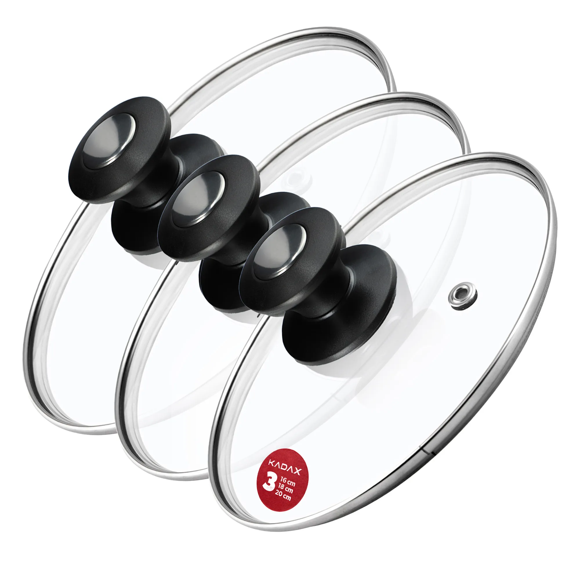 Barletta keptuvės dangčių rinkinys, atsparus karščiui, 16, 18, 20 cm