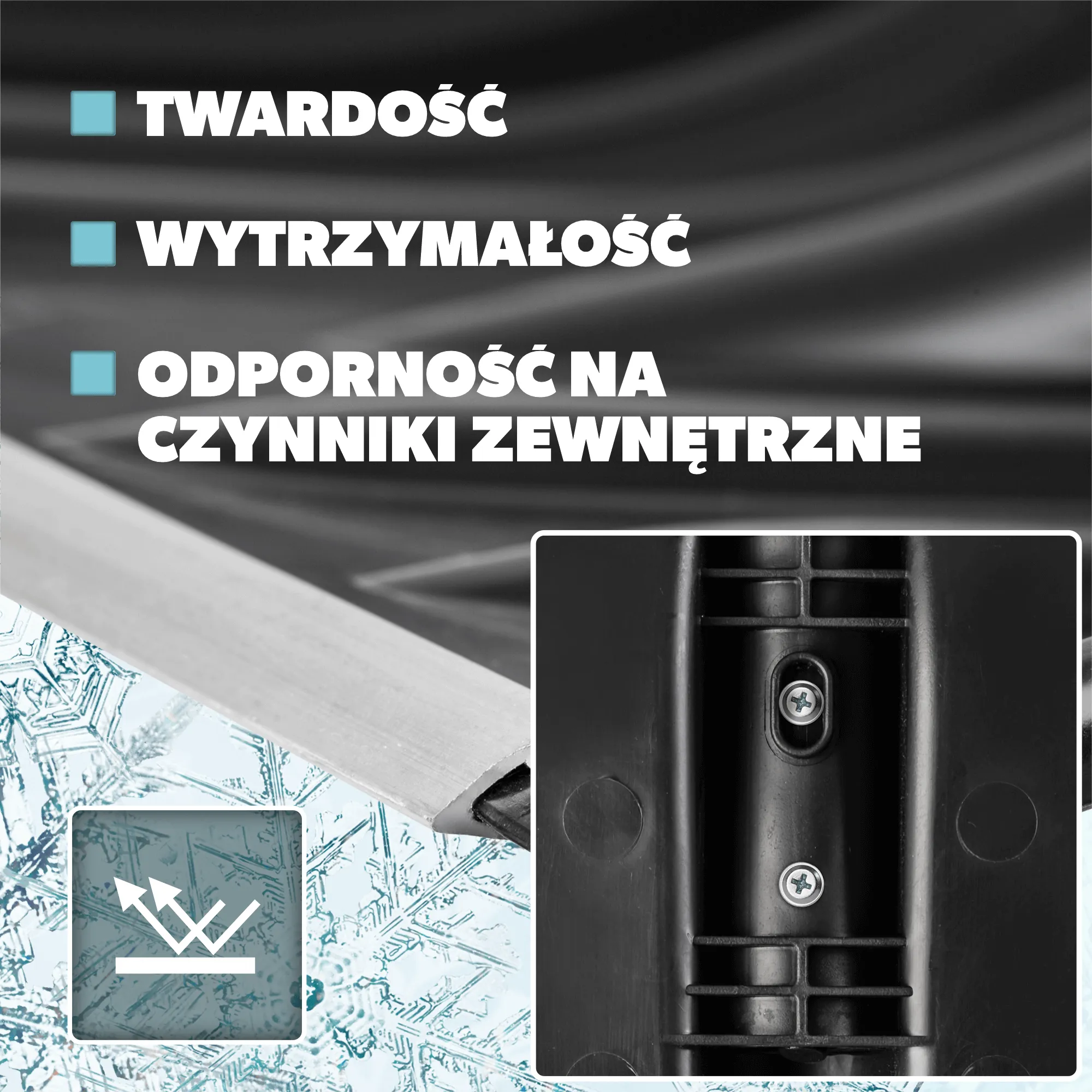 Sniego kastuvas be rankenos, juodas, su aliuminio detalėmis