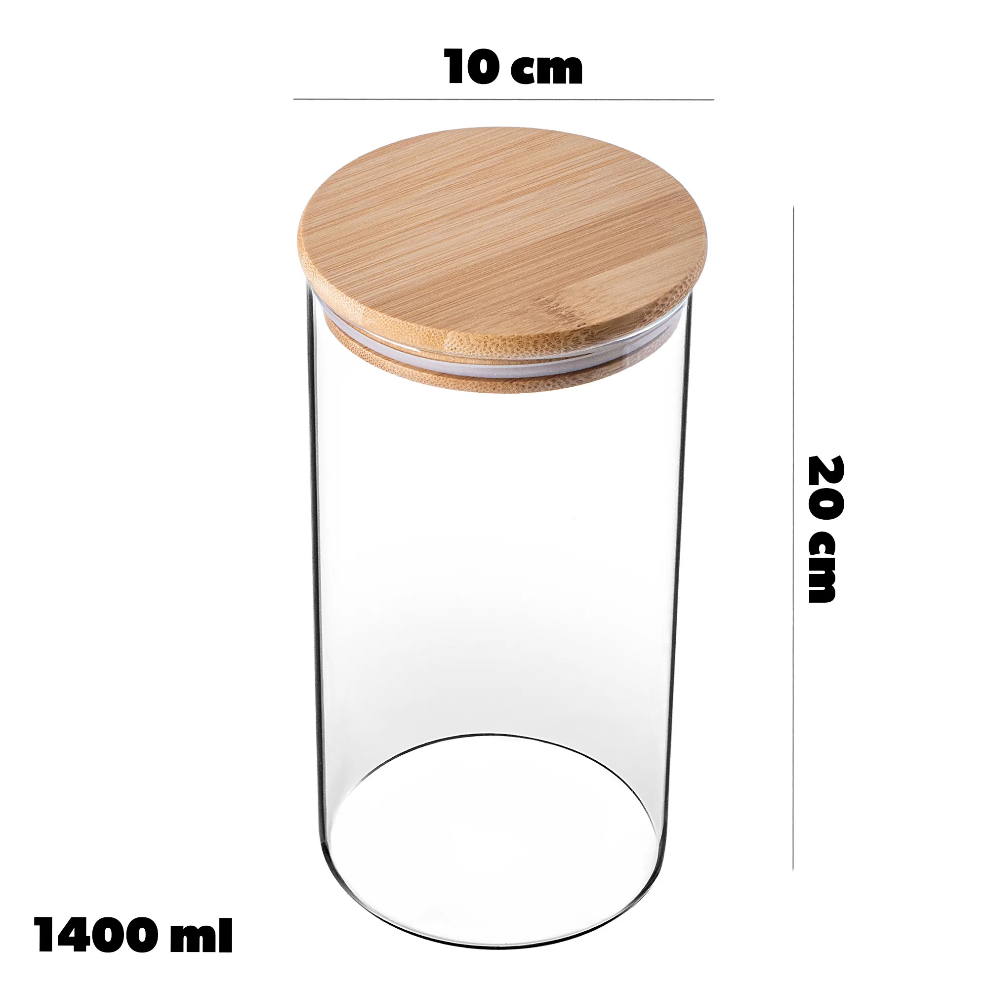 Piney stiklinis indas su bambuko dangteliu 1400 ml
