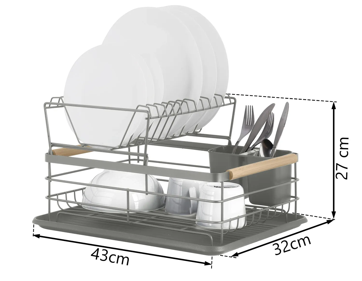 Dviejų lygių indų džiovyklė MS-601 Massido pilka - nuotrauka 1
