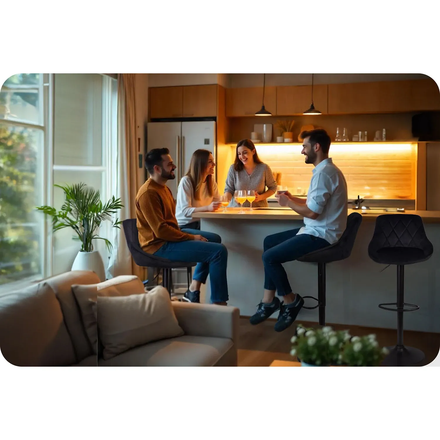 Nerra Sofatel juoda baro kėdė su atlošu ir juodu pagrindu - nuotrauka 1