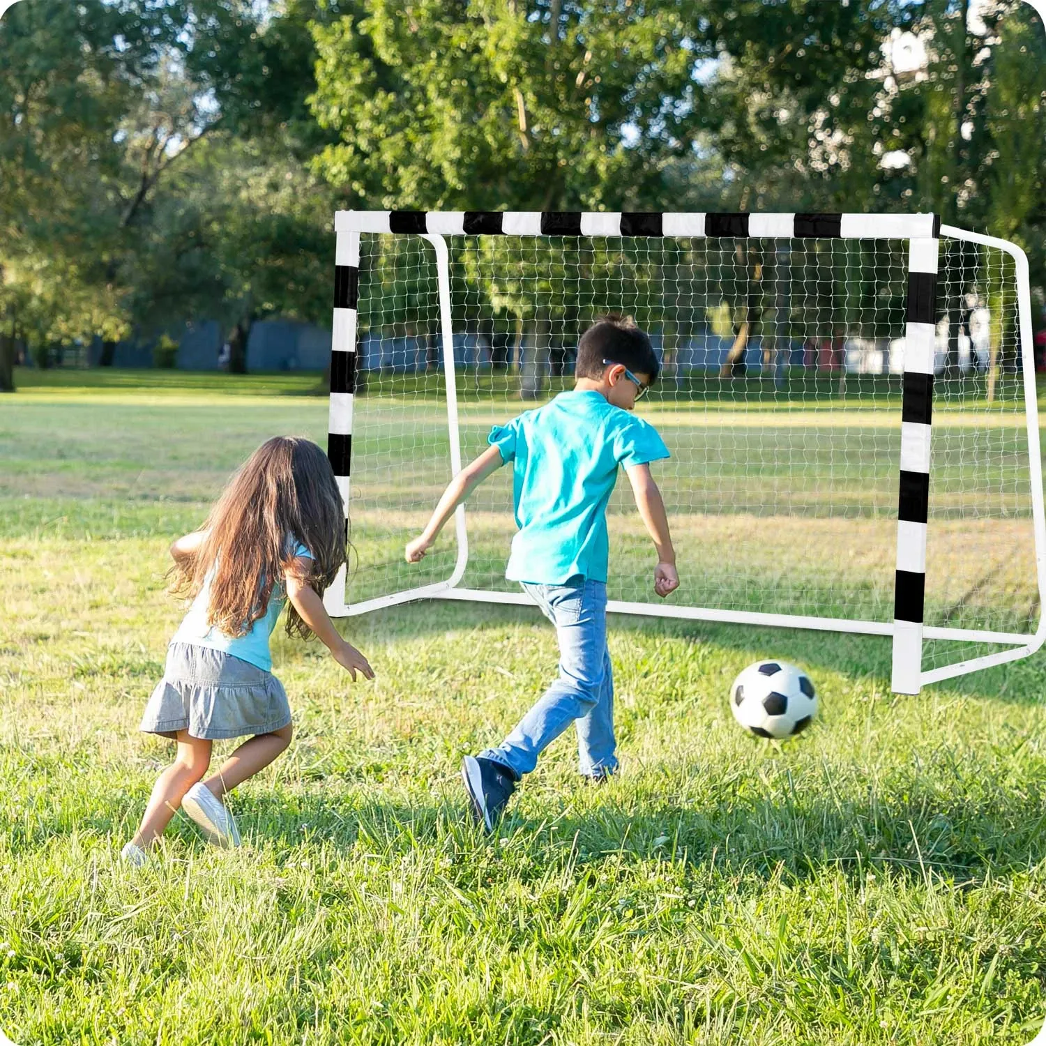 Futbolo vartai 180 x 120 x 60 cm NS-464 juodi ir balti - nuotrauka 1