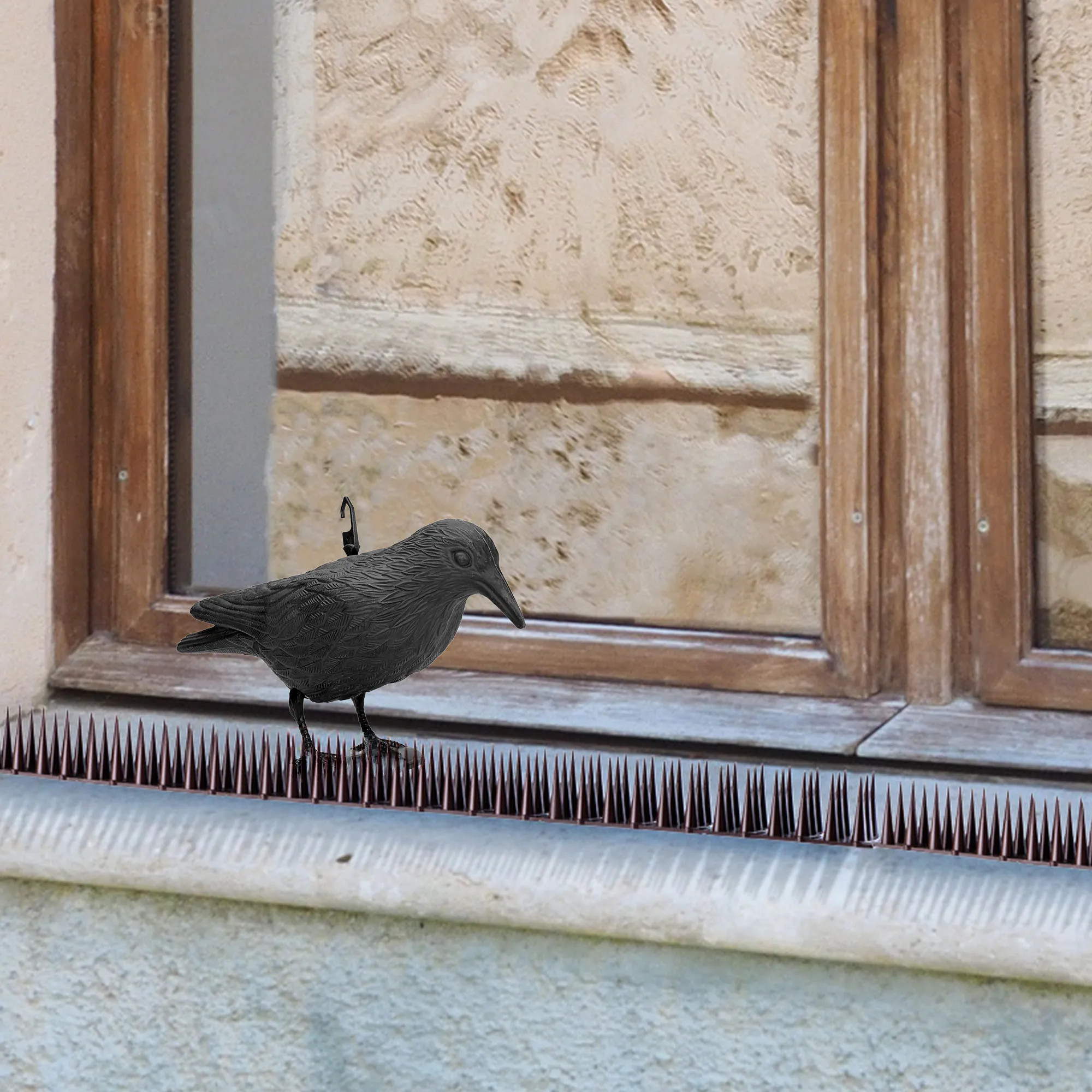 Plastikiniai paukščių spygliai 6 vnt., rudi + varnos formos