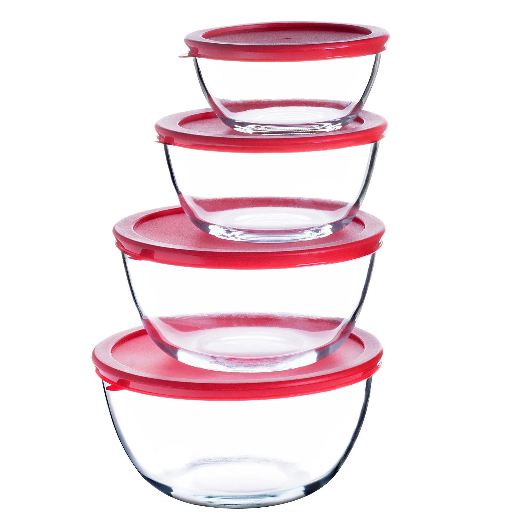 Dame stiklinių indų rinkinys su dangteliu 0,5 l, 1 l, 1,5 l, 2 l