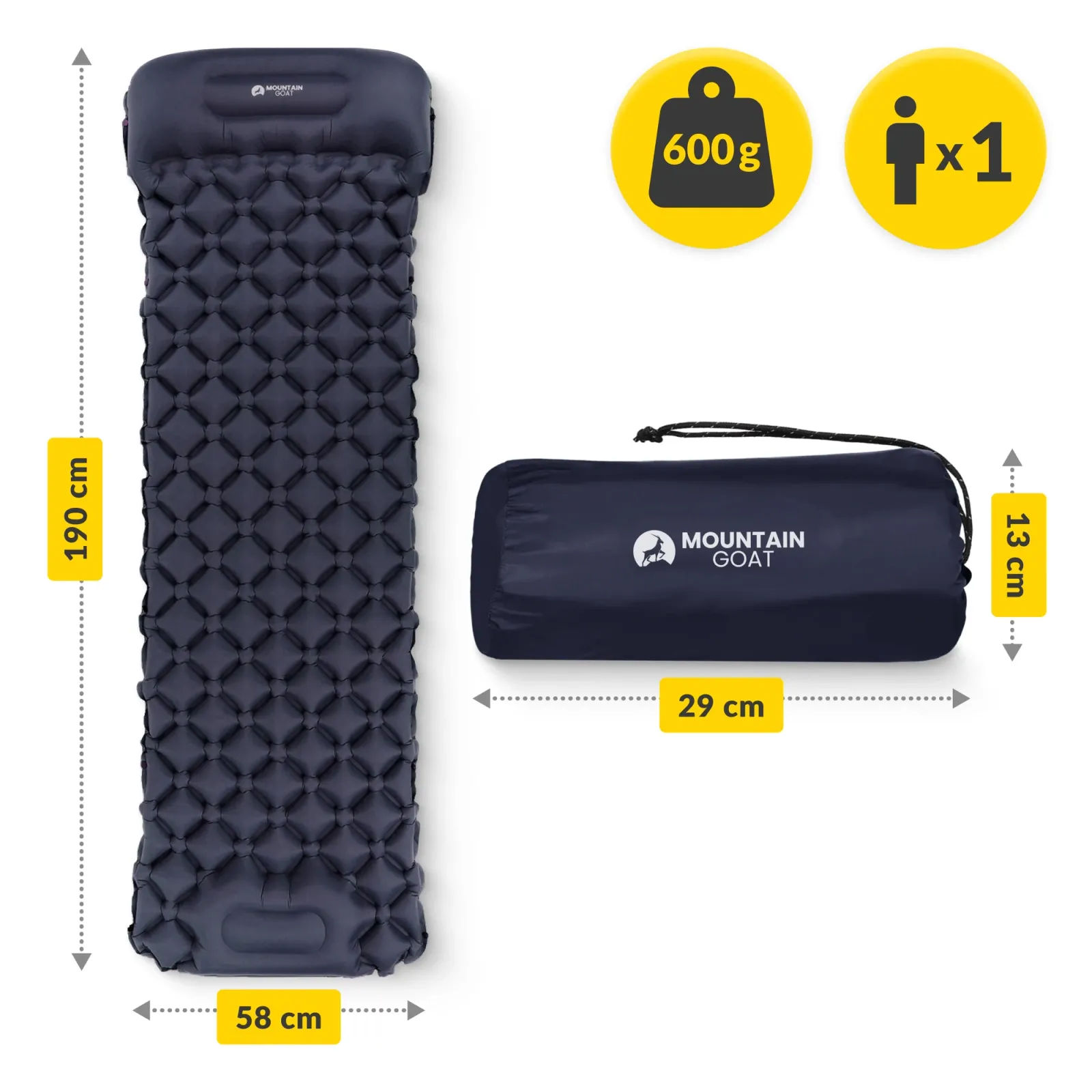 „Mountain Goat“ vienvietis savaime prisipučiantis pripučiamas turistinis čiužinys