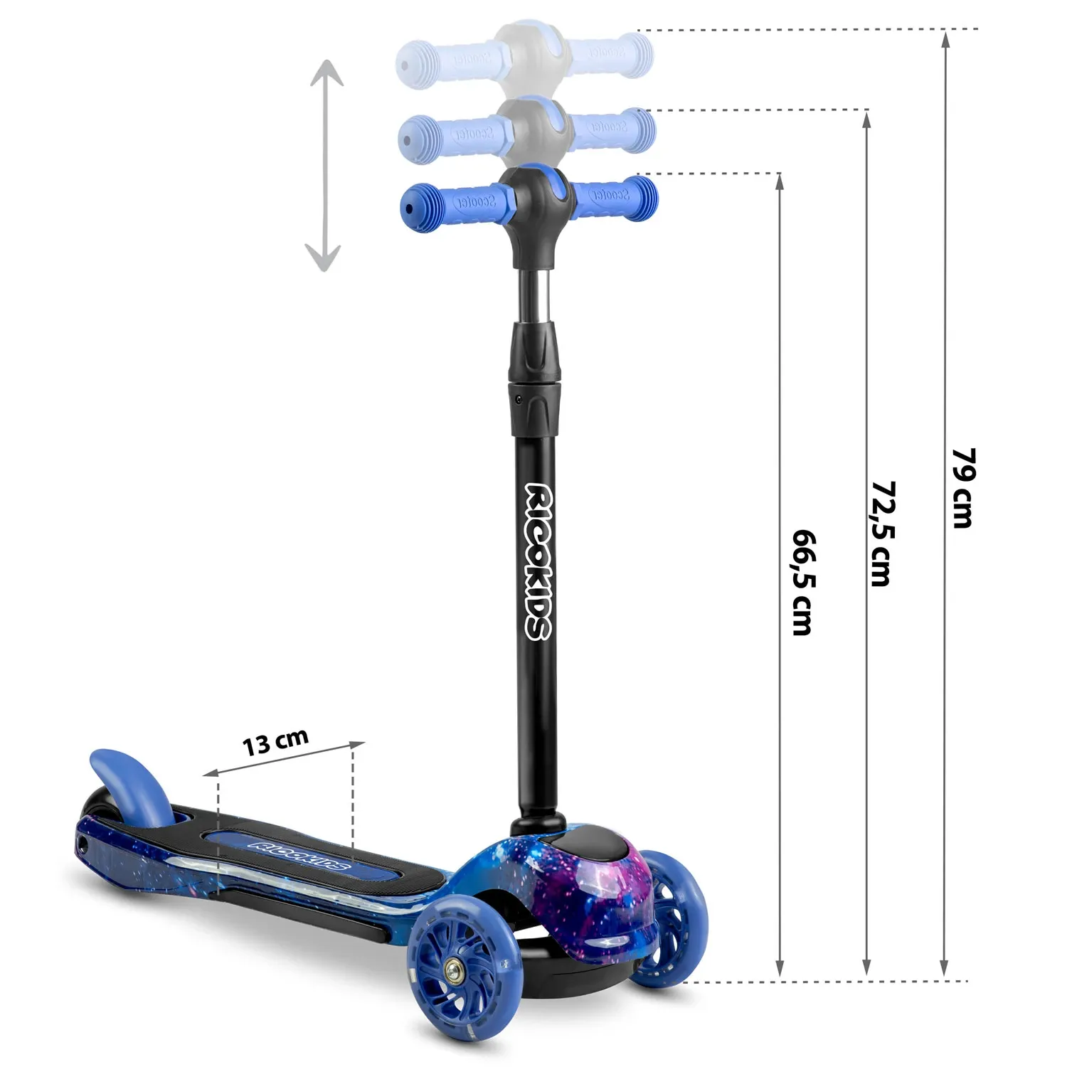 „Ricokids Piko“ triratis paspirtukas – juodas ir mėlynas - nuotrauka 1