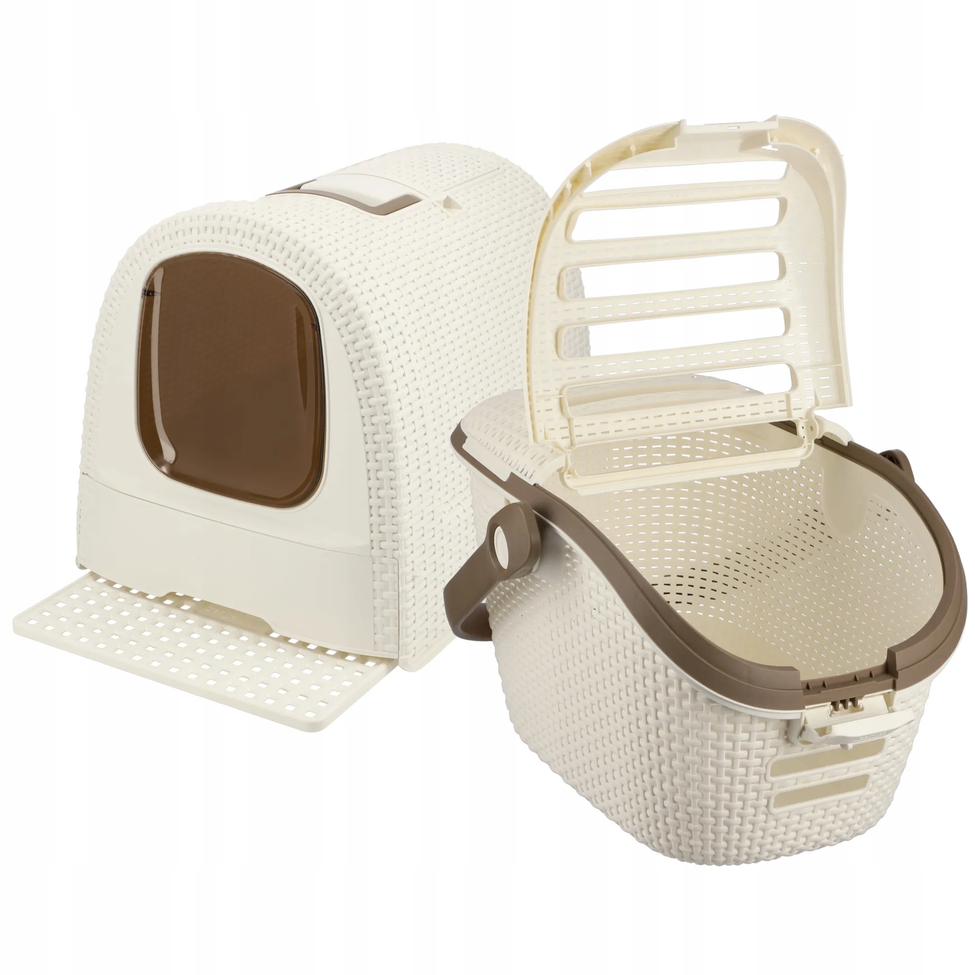 Curver Pet Life kačių kraiko dėžutė + nešioklė, smėlio spalvos