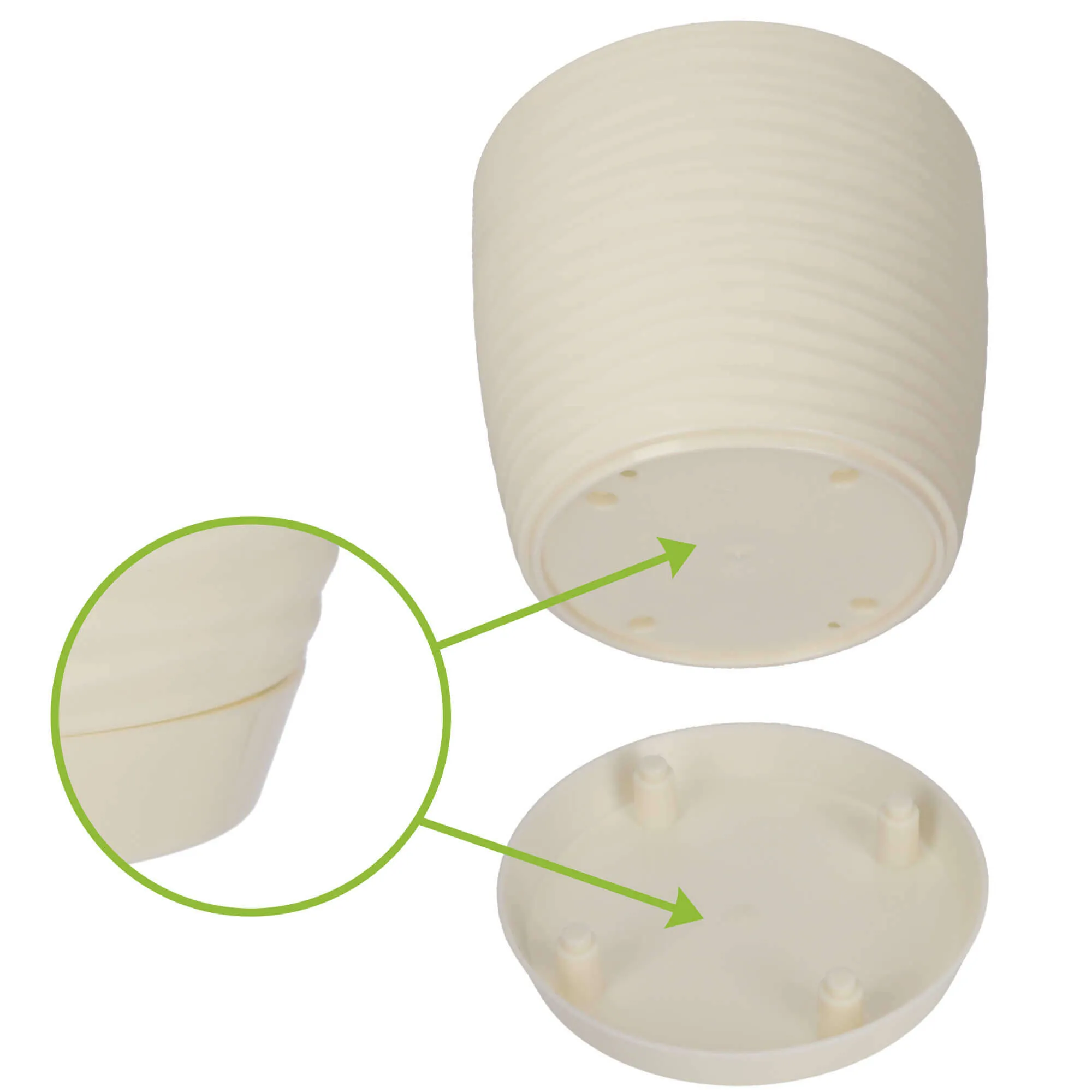 Apvalus gėlių vazonas su lėkštute 15 cm