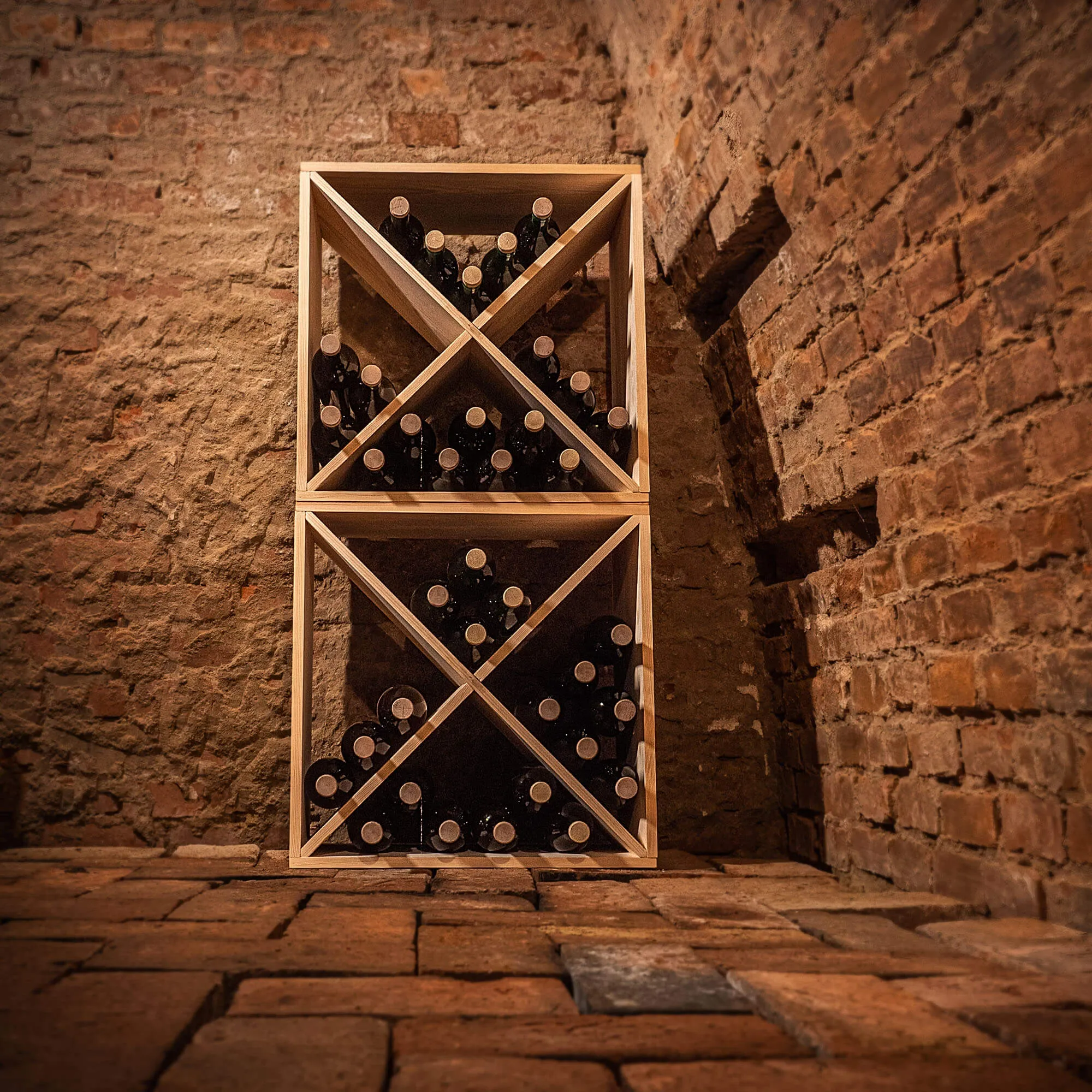 „Loreo X“ vyno lentynėlė, medinė, šviesiai ruda, 2 vnt.