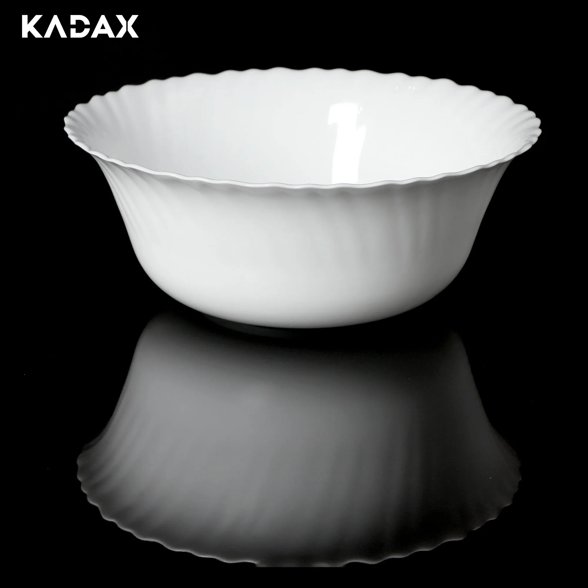 Auris stiklinis salotų dubuo, 23 cm, baltas