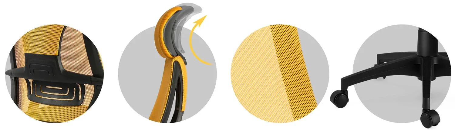 Praga mikro tinklelio biuro kėdė - geltona - nuotrauka 1