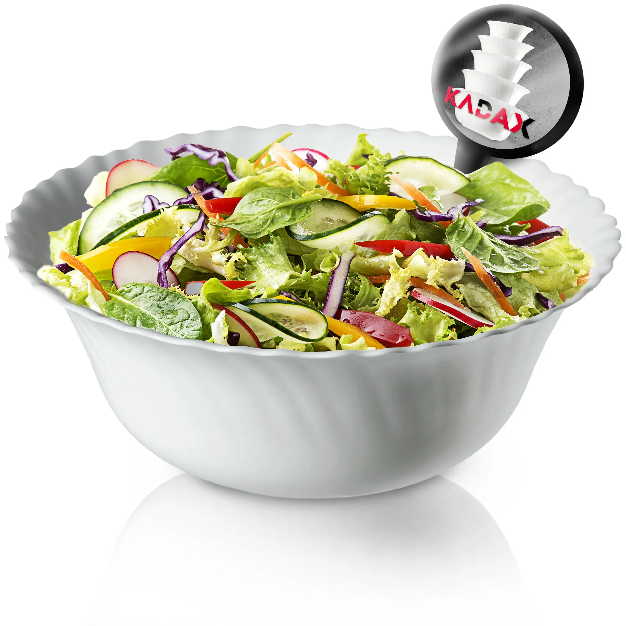 Auris stiklinis salotų dubuo, 23 cm, baltas